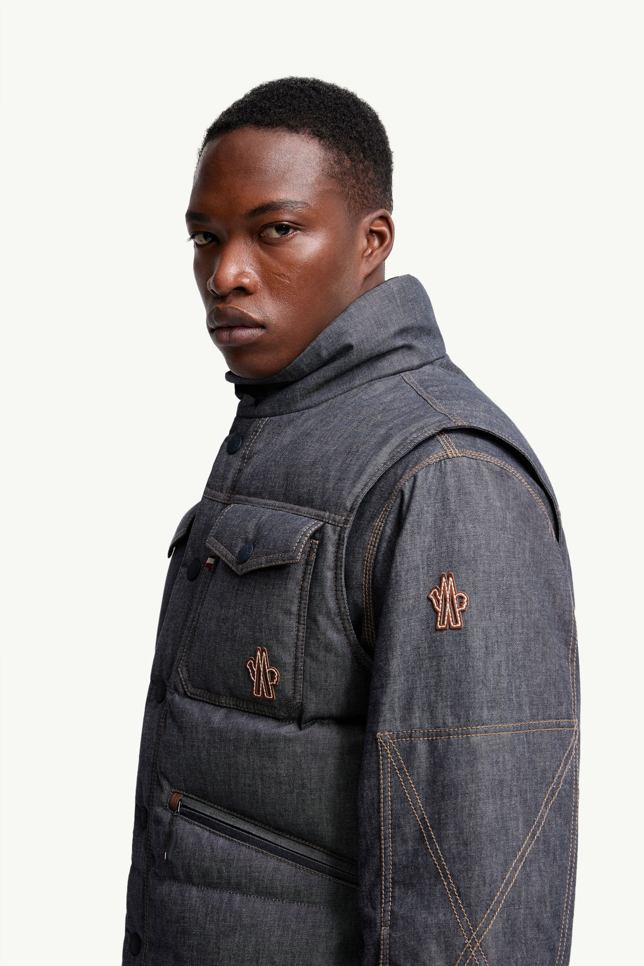 Krachan男士羽绒牛仔马甲 男士 深灰色 Moncler 1