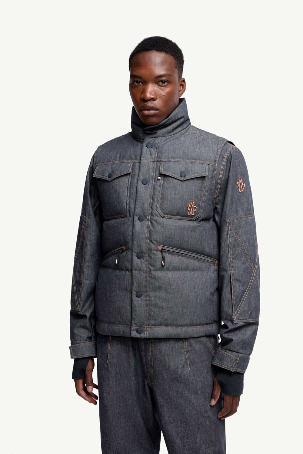 Krachan Down Denim  Gilet Men Dark Gray Moncler 3