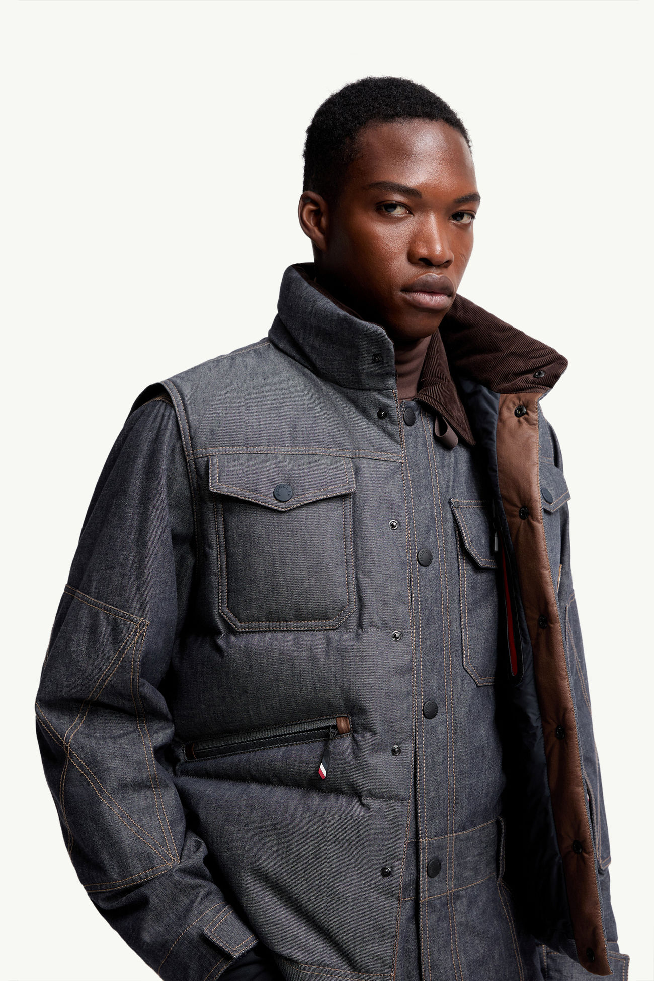 Chaleco plumífero de tejido vaquero Krachan Hombre Gris oscuro Moncler 5