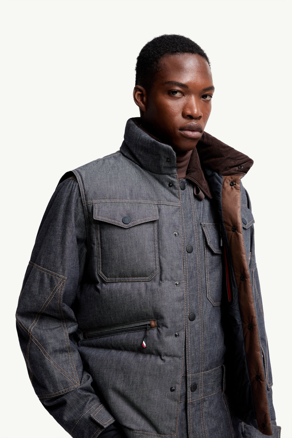 Krachan Down Denim  Gilet Men Dark Gray Moncler 5