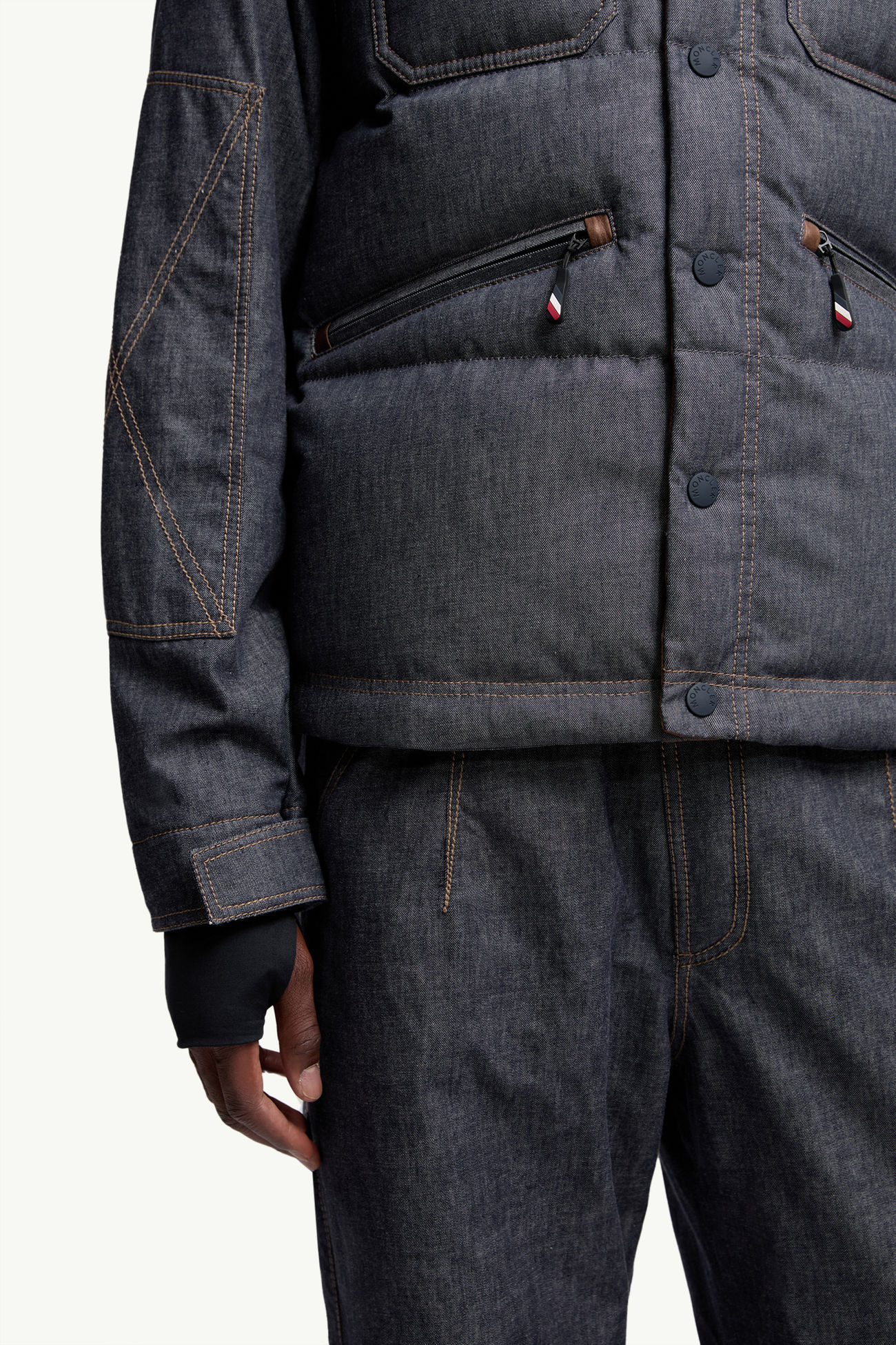 Chaleco plumífero de tejido vaquero Krachan Hombre Gris oscuro Moncler 6