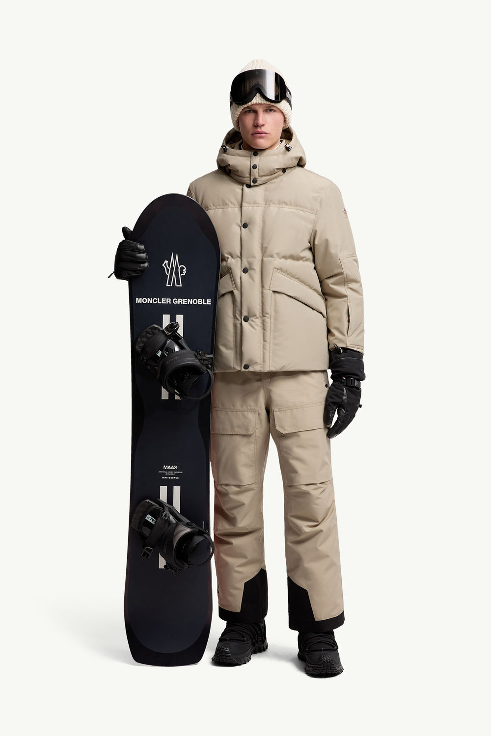Elfin Hooded GORE-TEX Laminate Down Ski Jacket Men Gray  Beige Moncler 0