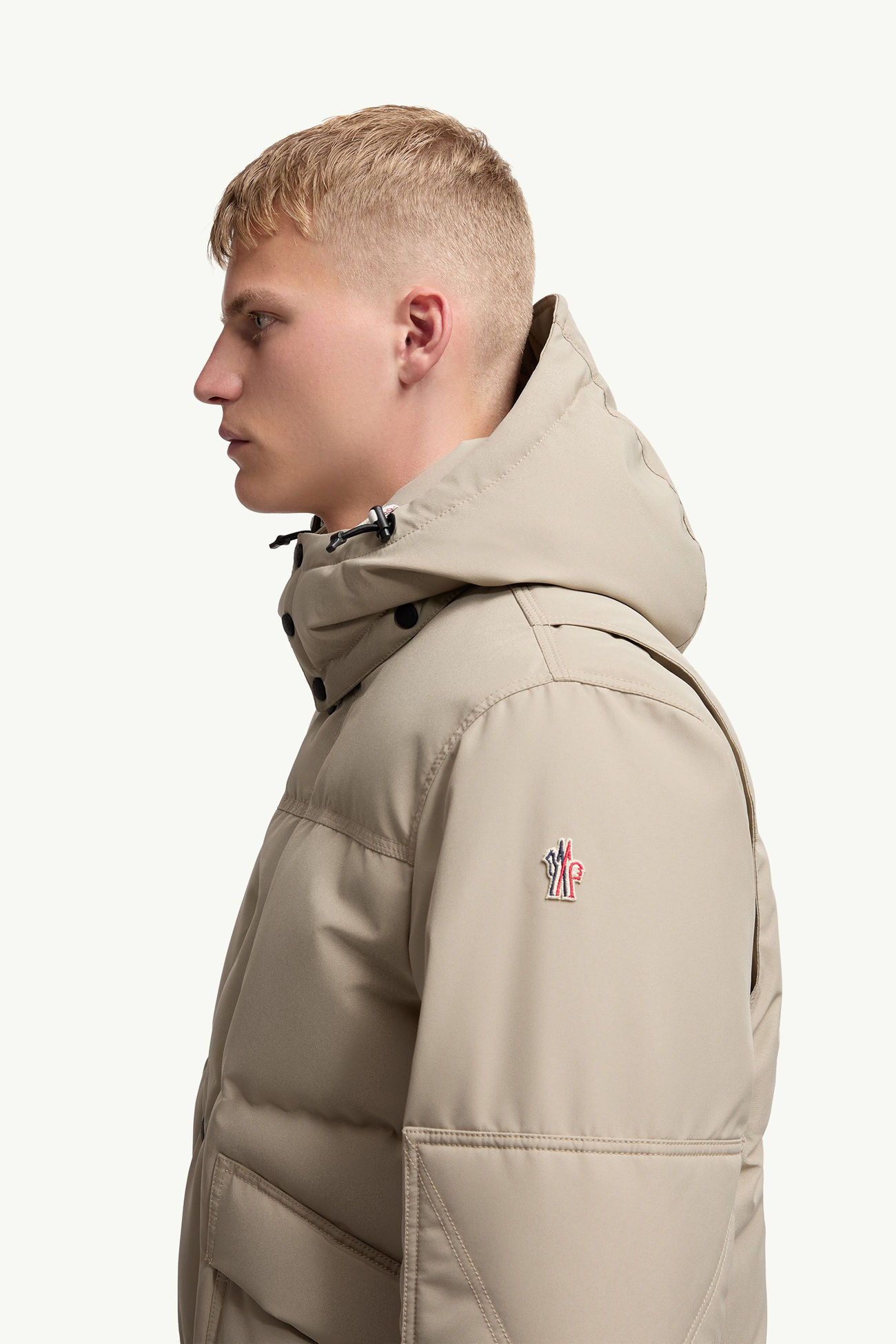 Doudoune de ski à capuche en GORE-TEX laminé Elfin Hommes Gris Beige Moncler 1