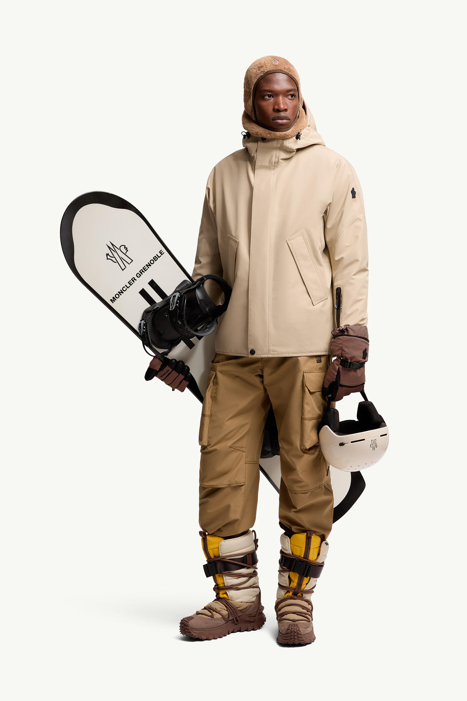 Lambir Hooded Gore-Tex Down Ski Jacket Men Light Beige Moncler 0