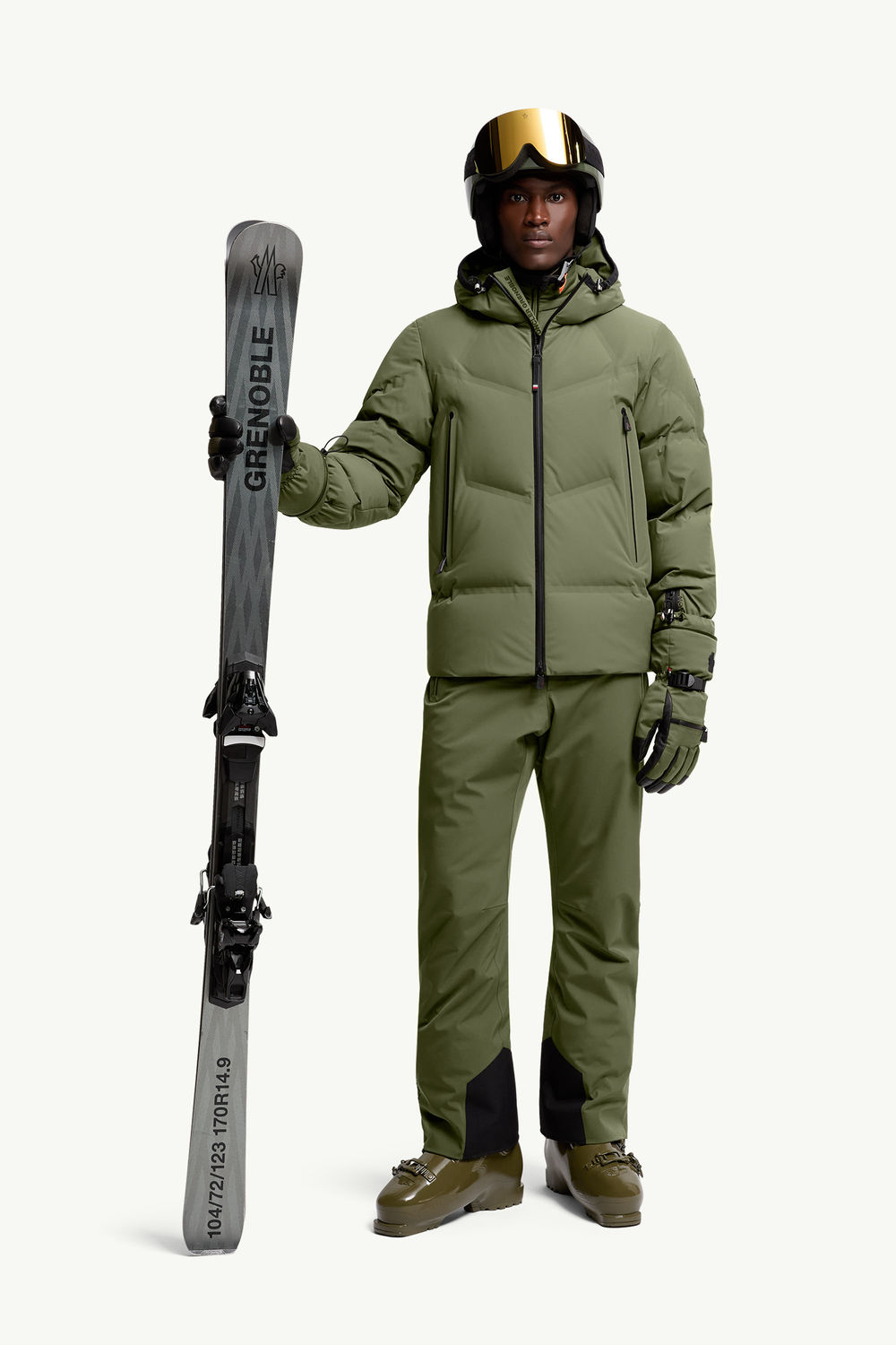 Angren Hooded Down Ski Jacket Men Sage Green Moncler 0
