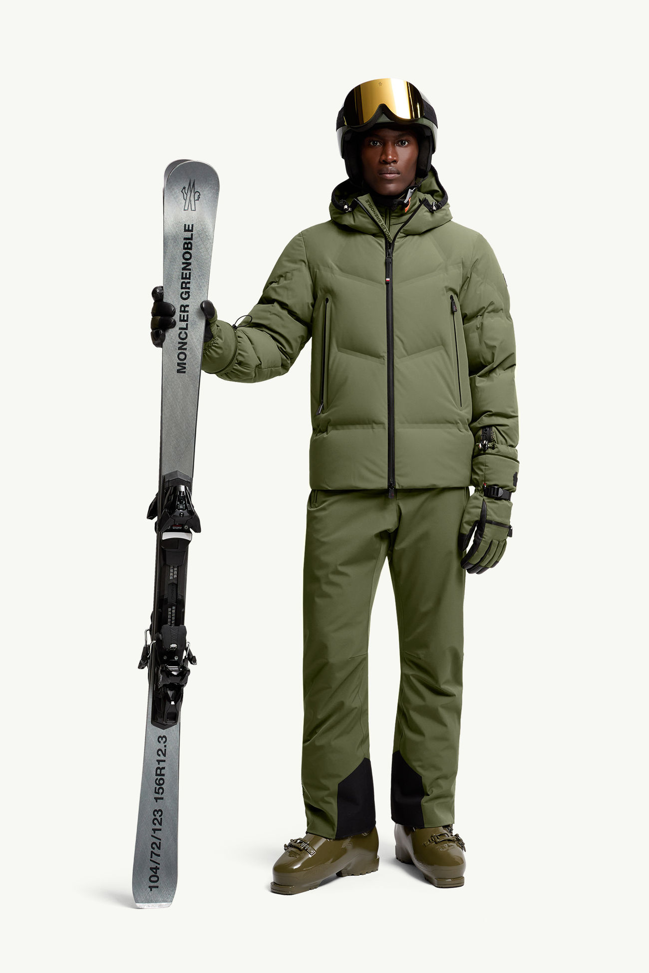 Angren Hooded Down Ski Jacket Men Sage Green Moncler 0