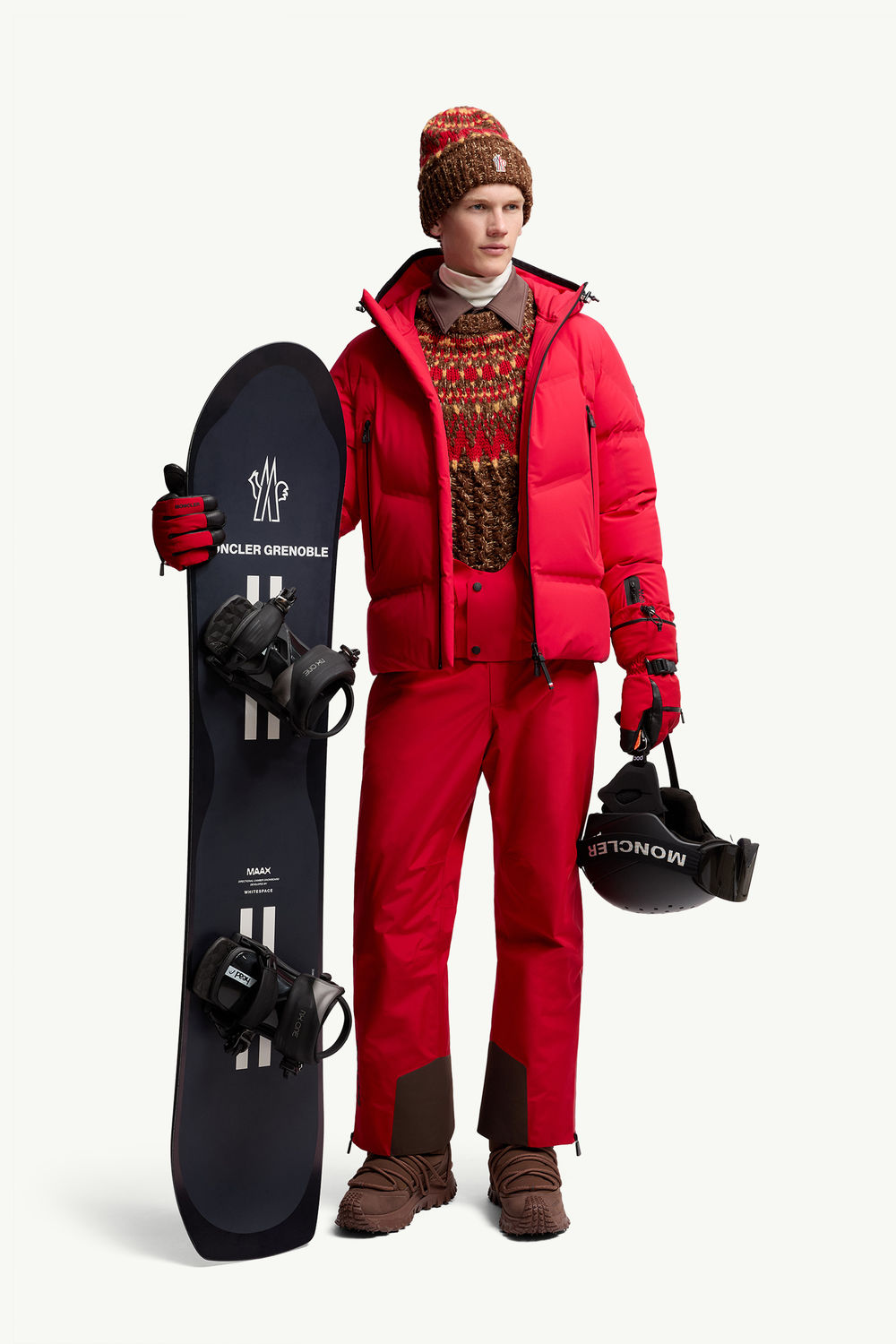 Angren Hooded Down Ski Jacket Men Dark Red Moncler 0