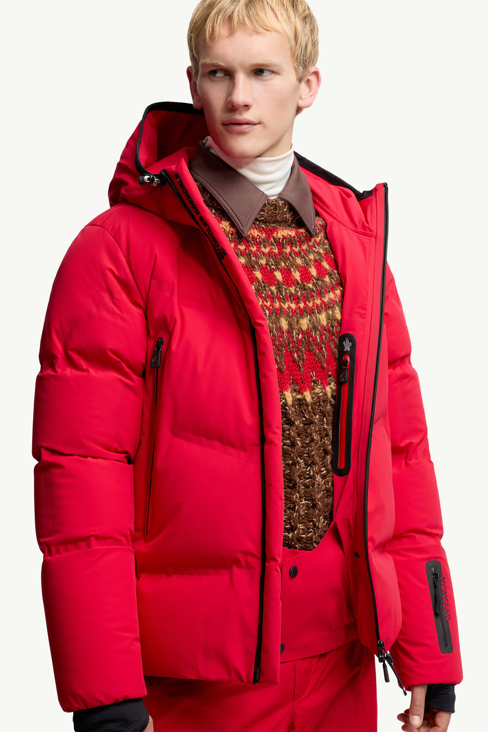Angren Hooded Down Ski Jacket Men Dark Red Moncler 5