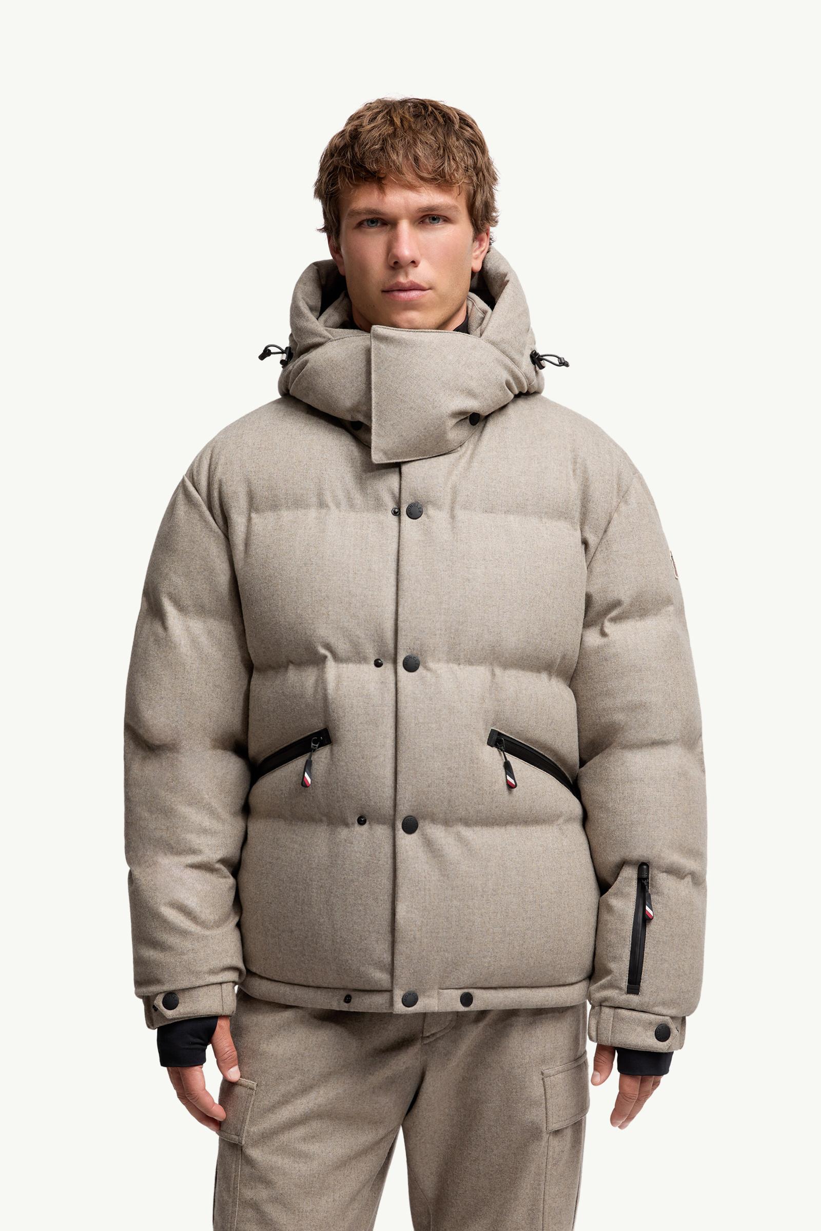 Grey Beige Krun Hooded Wool Insulated Ski Jacket - Ski Jackets for