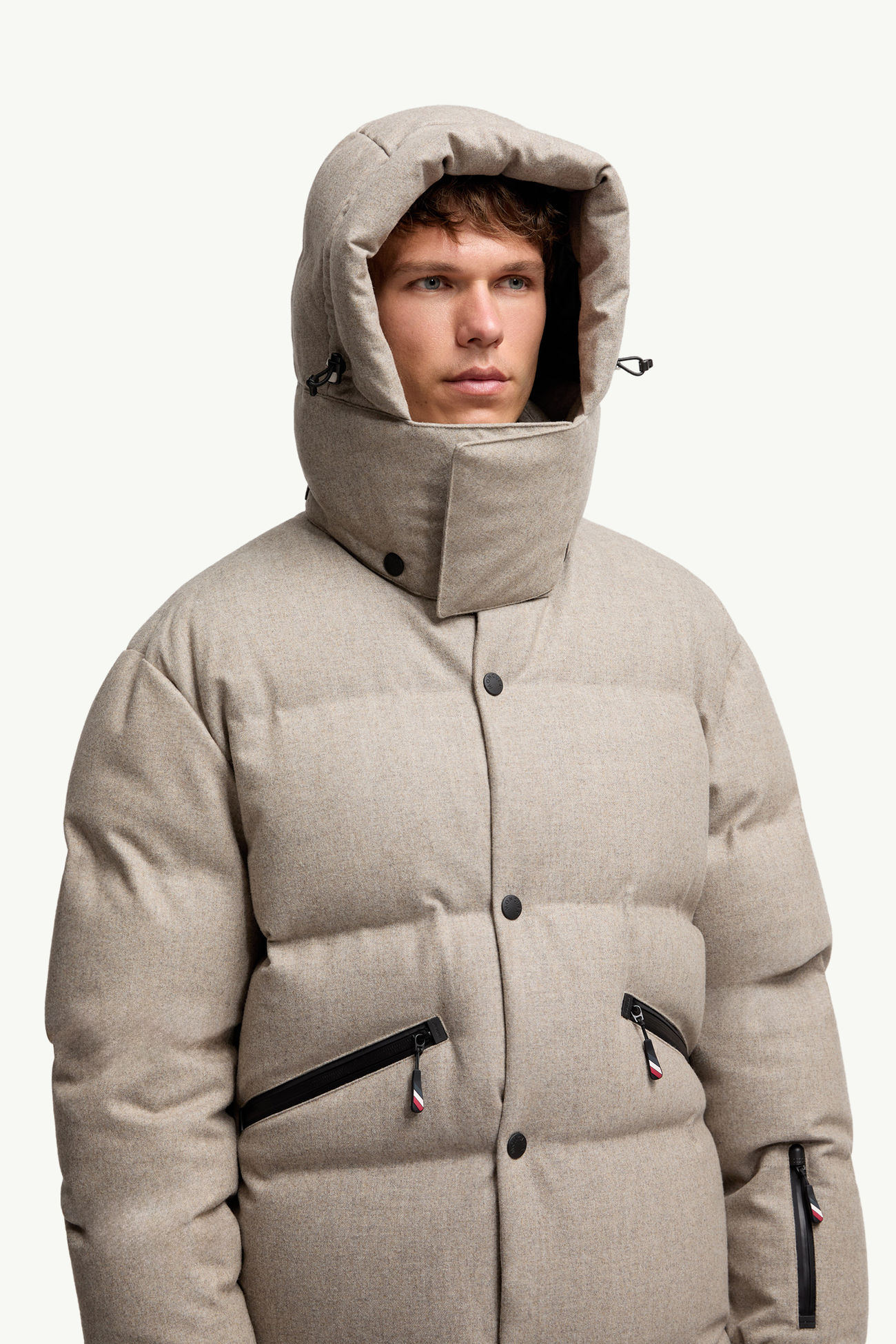 Krun Hooded Wool Down Ski Jacket Men Gray  Beige Moncler 6