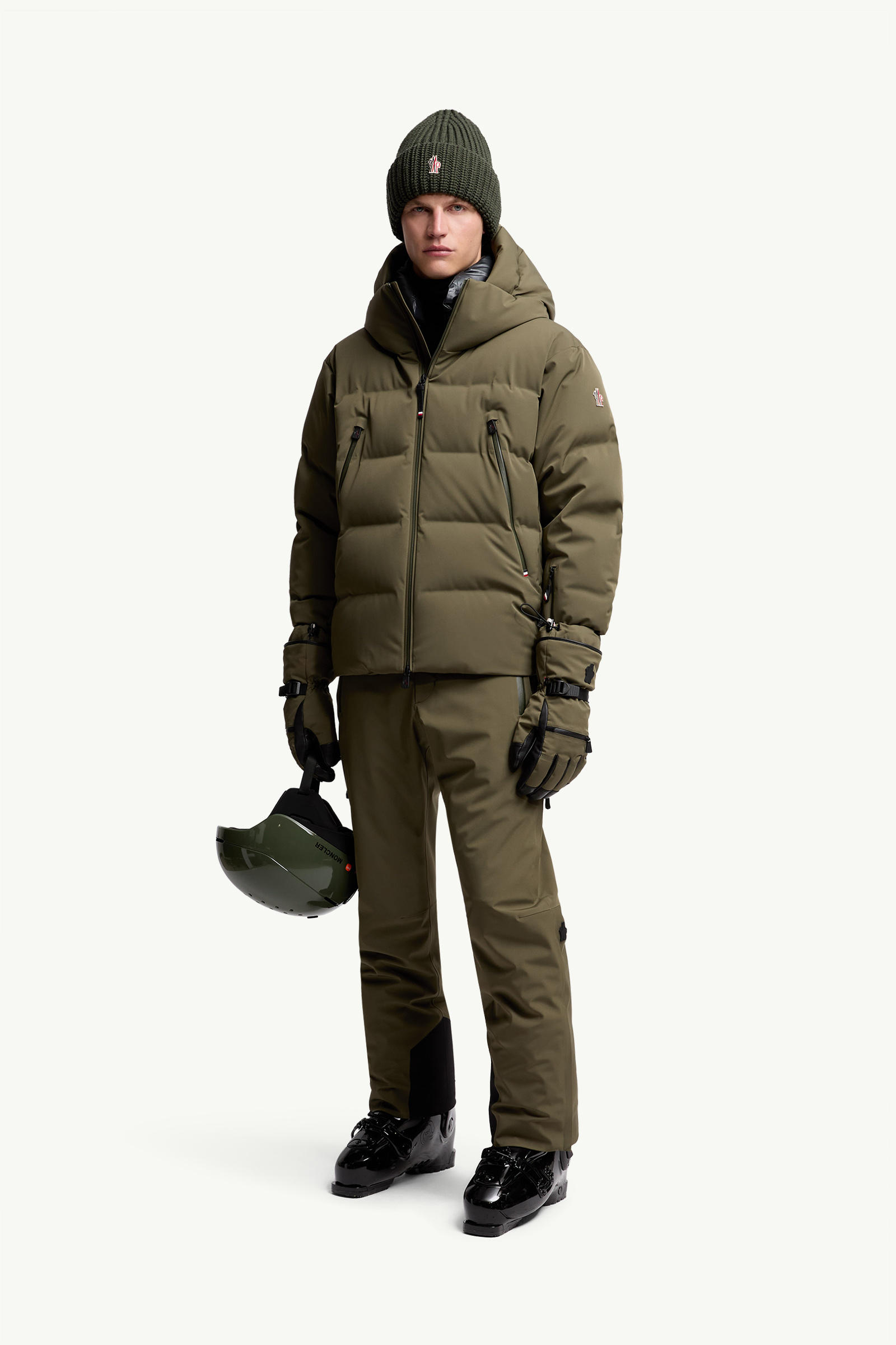 Fellberg Hooded Down Ski Jacket Men Olive Green Moncler 0