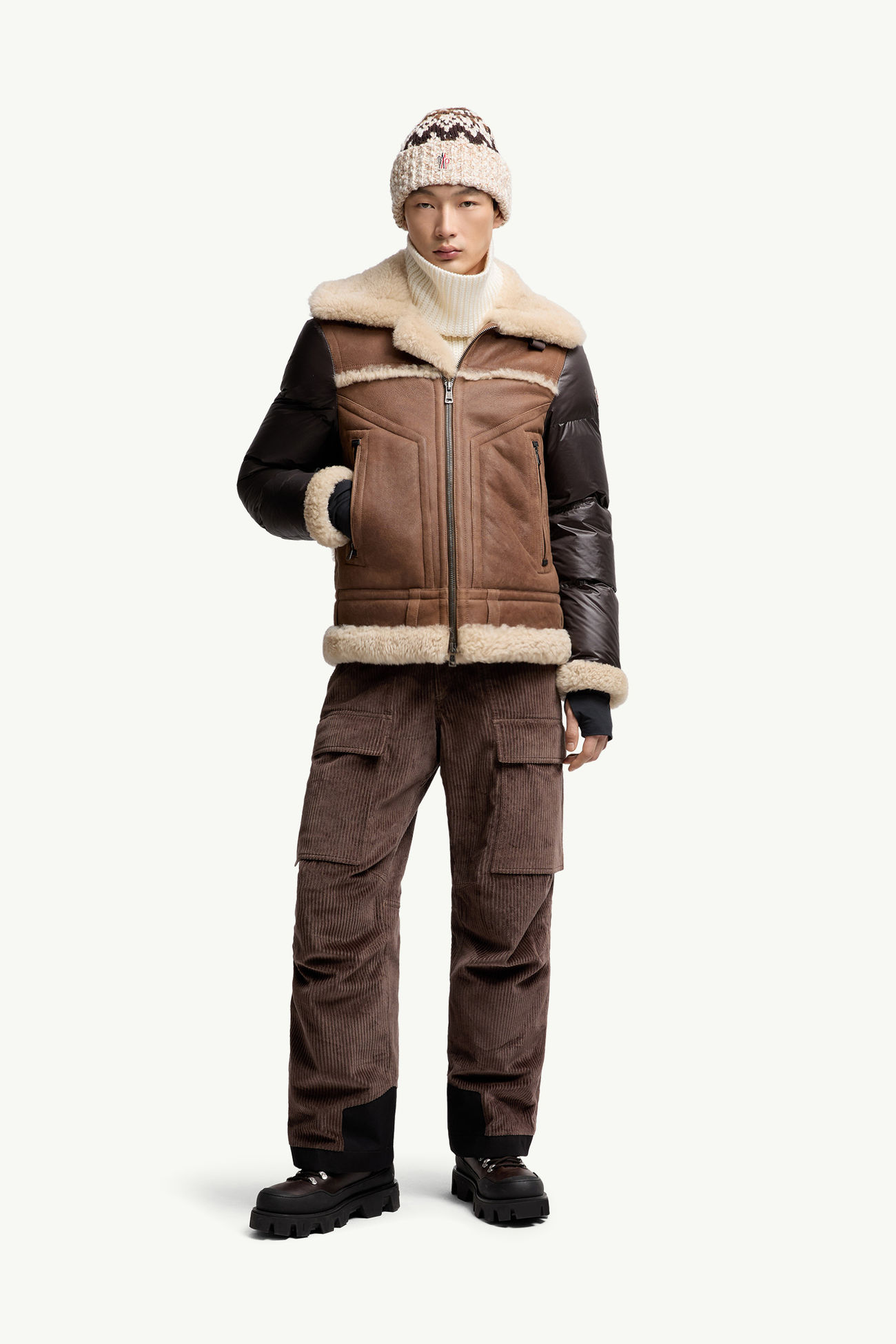Argens Daunenjacke aus Shearling und Nappaleder Herren Braun Moncler 0