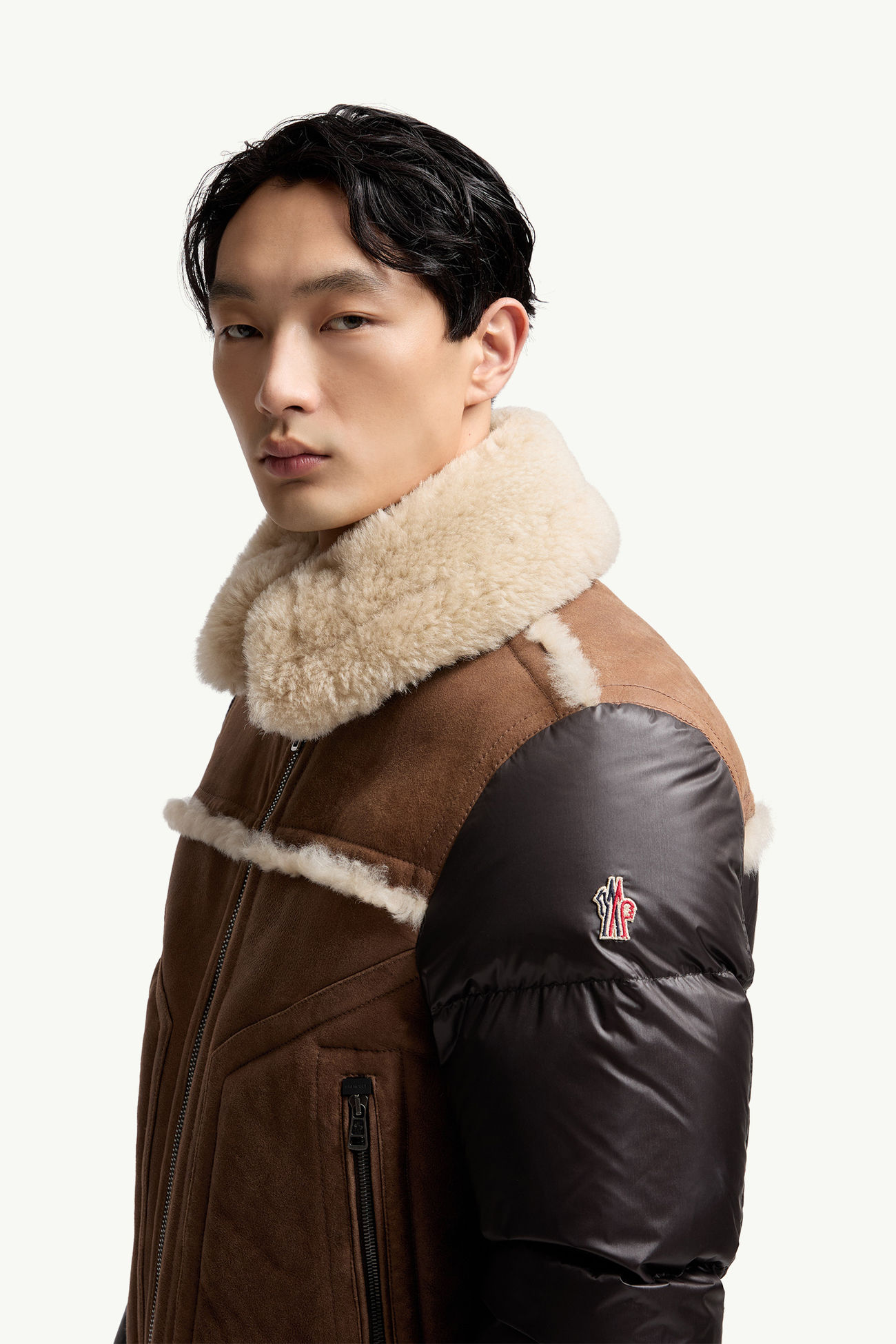Argens男士羊毛和Nappa皮革羽绒夹克外套 男士 棕色 Moncler 1