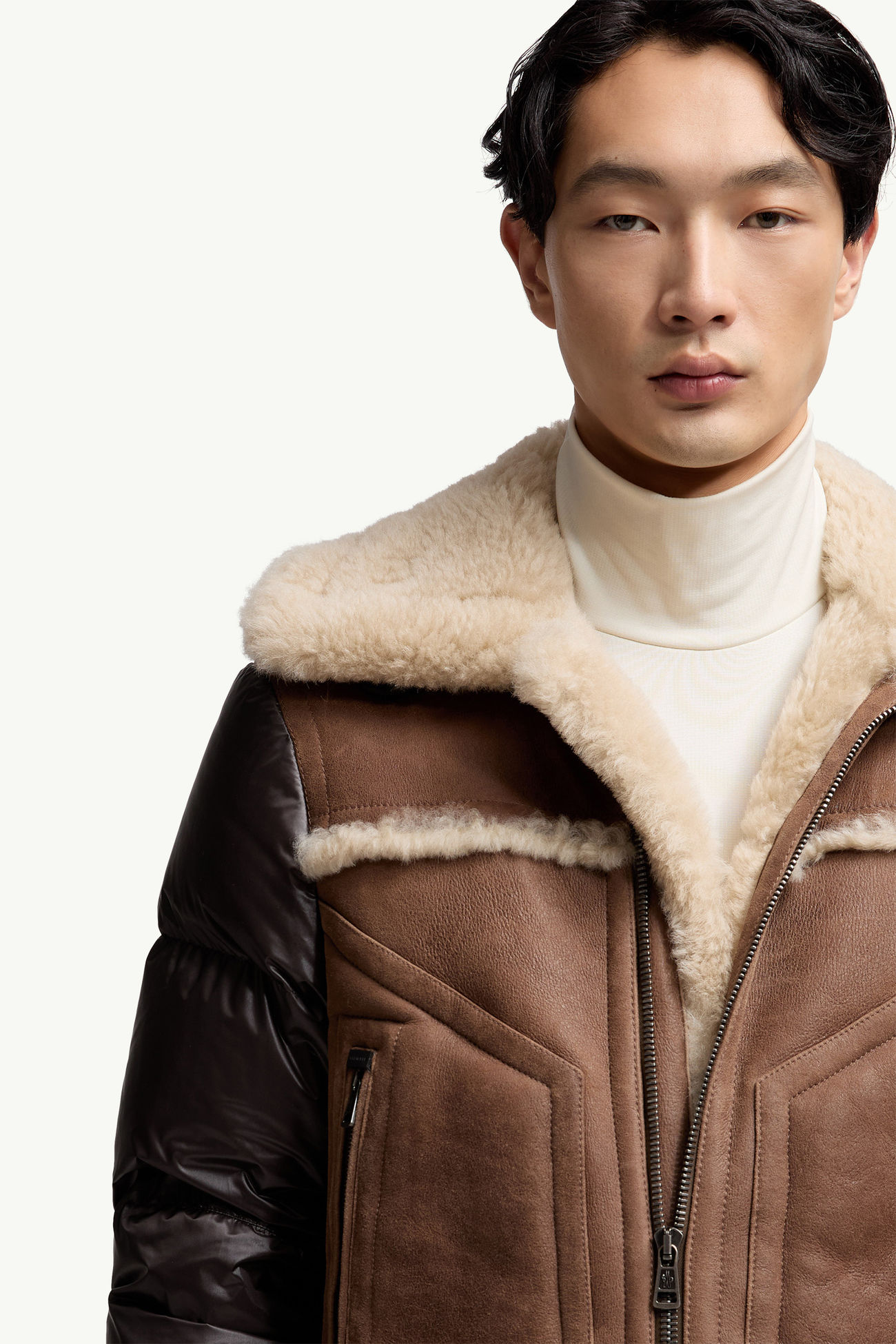 Plumífero de lana de oveja joven y napa Argens Hombre Marrón Moncler 5