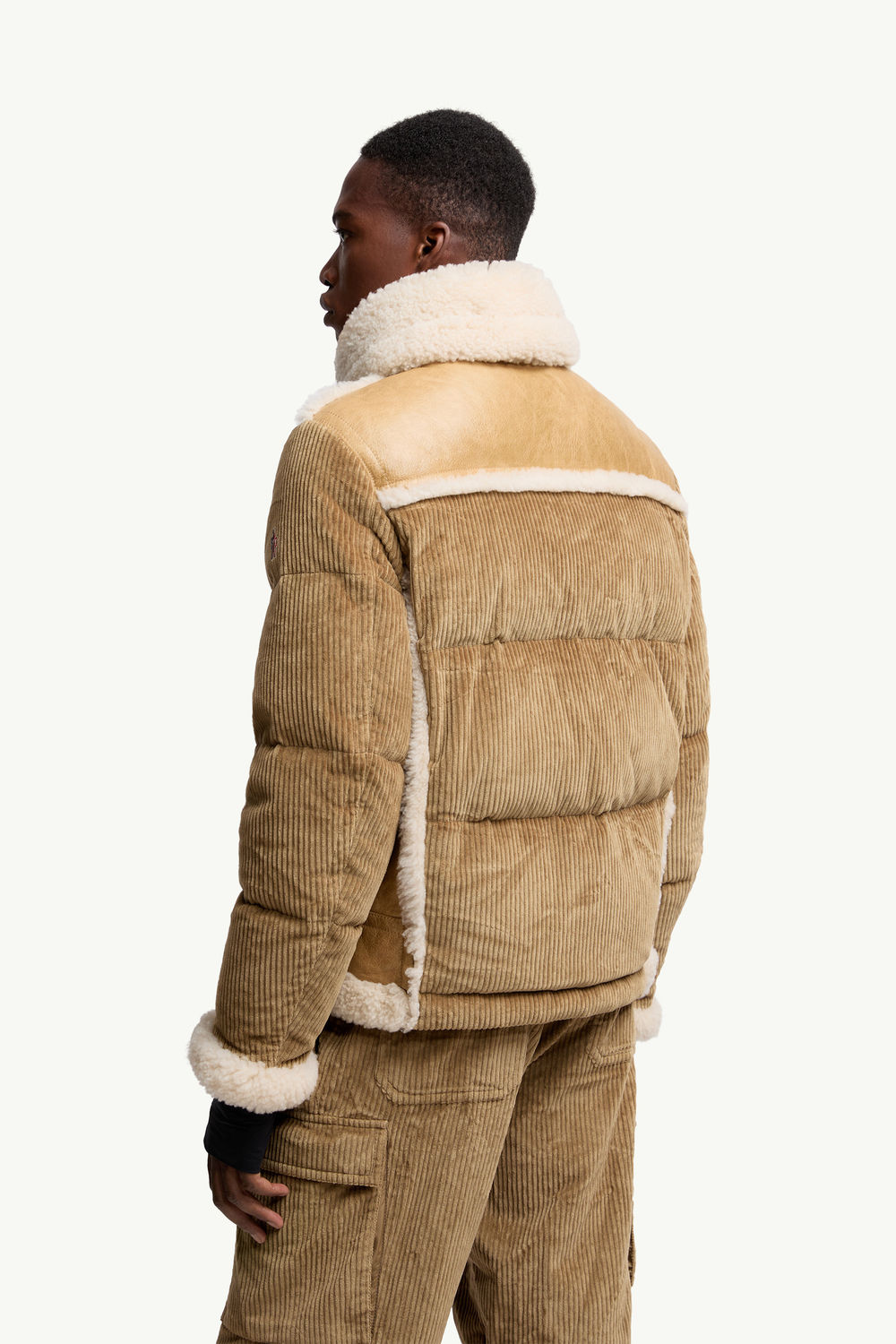 Argens Leather & Shearling Short Down Jacket Men Beige Moncler 4
