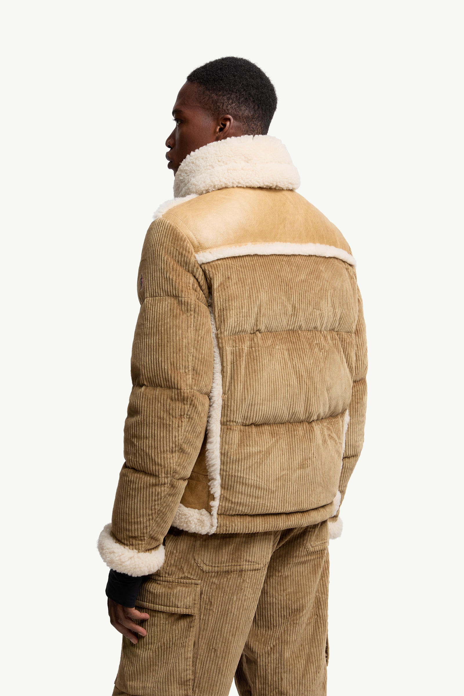Argens Leather & Shearling Short Down Jacket Men Beige Moncler 4