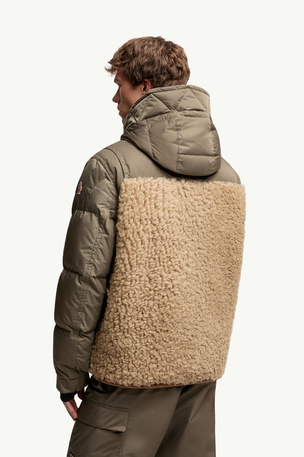 Grifford Shearling Hooded Short Down Jacket Men Olive Green Moncler 4