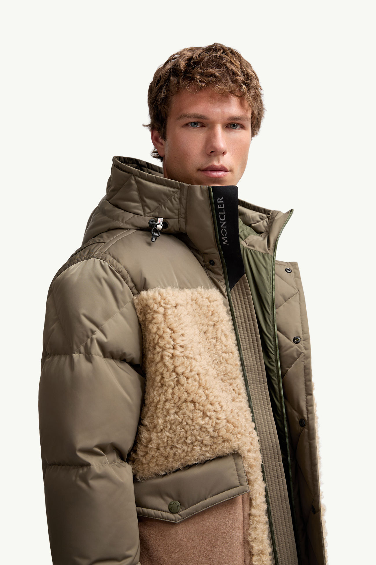Doudoune courte à capuche en shearling Grifford Hommes Vert Olive Moncler 5