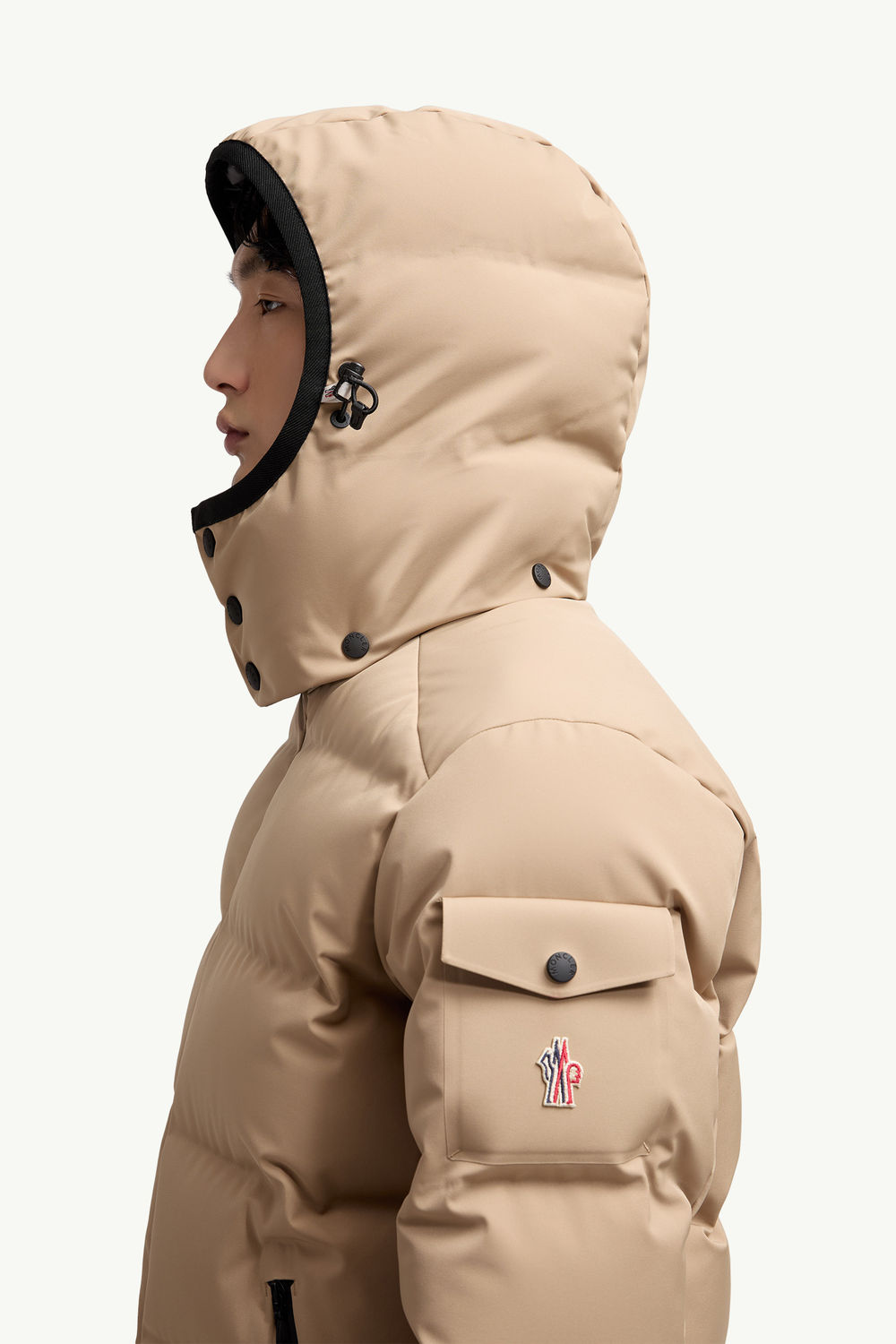 Montgetech Hooded Short Down Jacket Men Light Beige Moncler 1