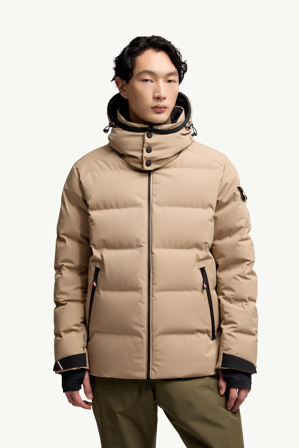 Montgetech Hooded Short Down Jacket Men Light Beige Moncler 3