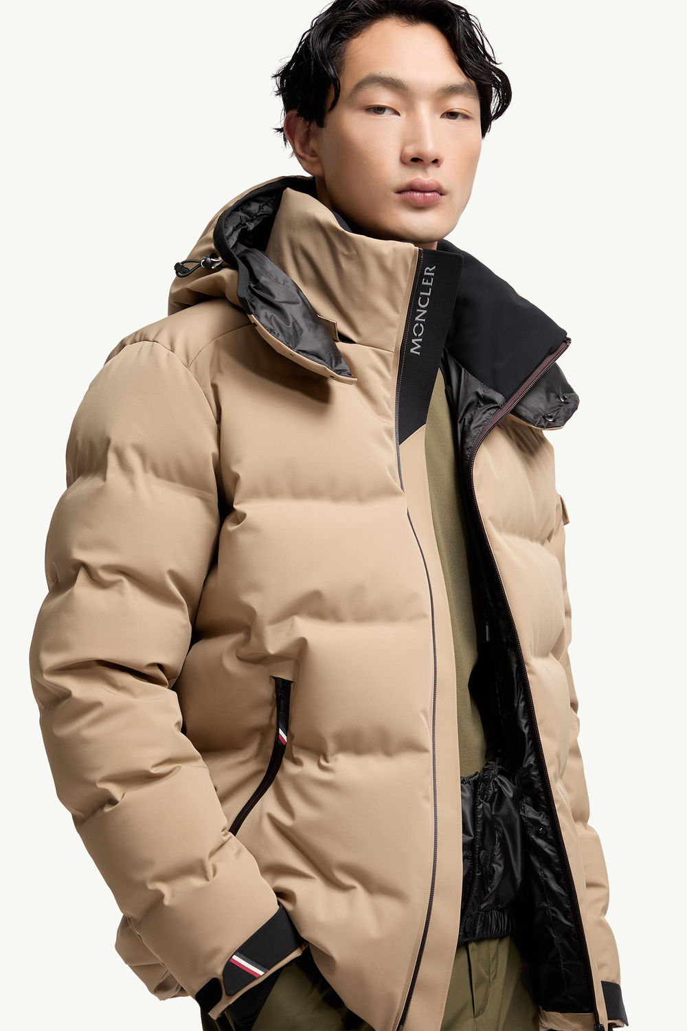 Montgetech Hooded Short Down Jacket Men Light Beige Moncler 5