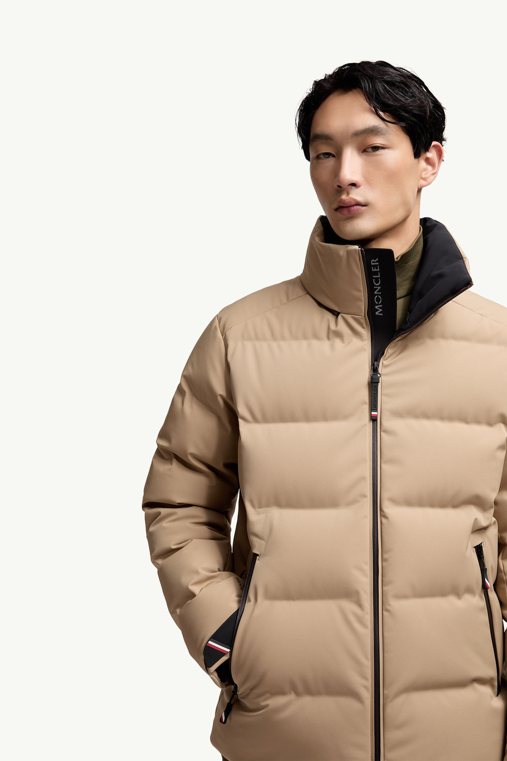 Montgetech Hooded Short Down Jacket Men Light Beige Moncler 6