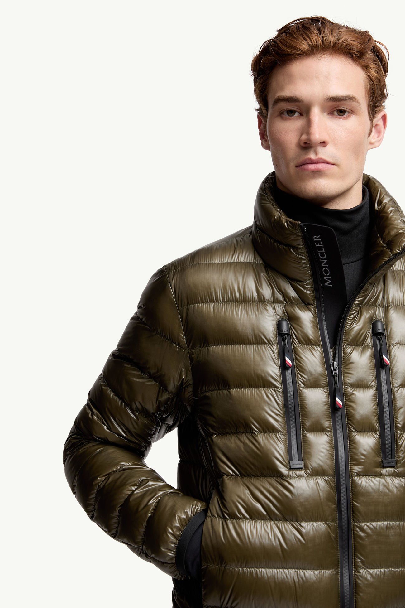 Hers verstaubare Daunen-Skijacke Herren Olivgrün Moncler 5