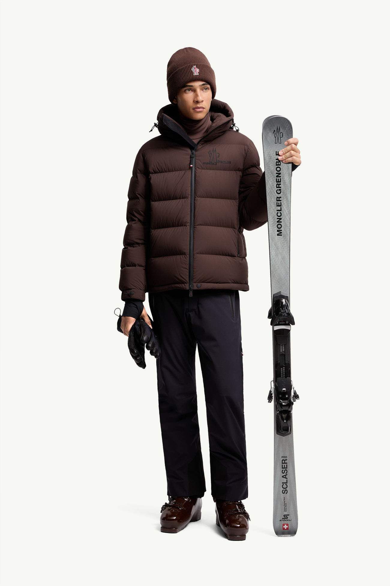 Isorno Hooded Down Ski Jacket Men Brown Moncler 0
