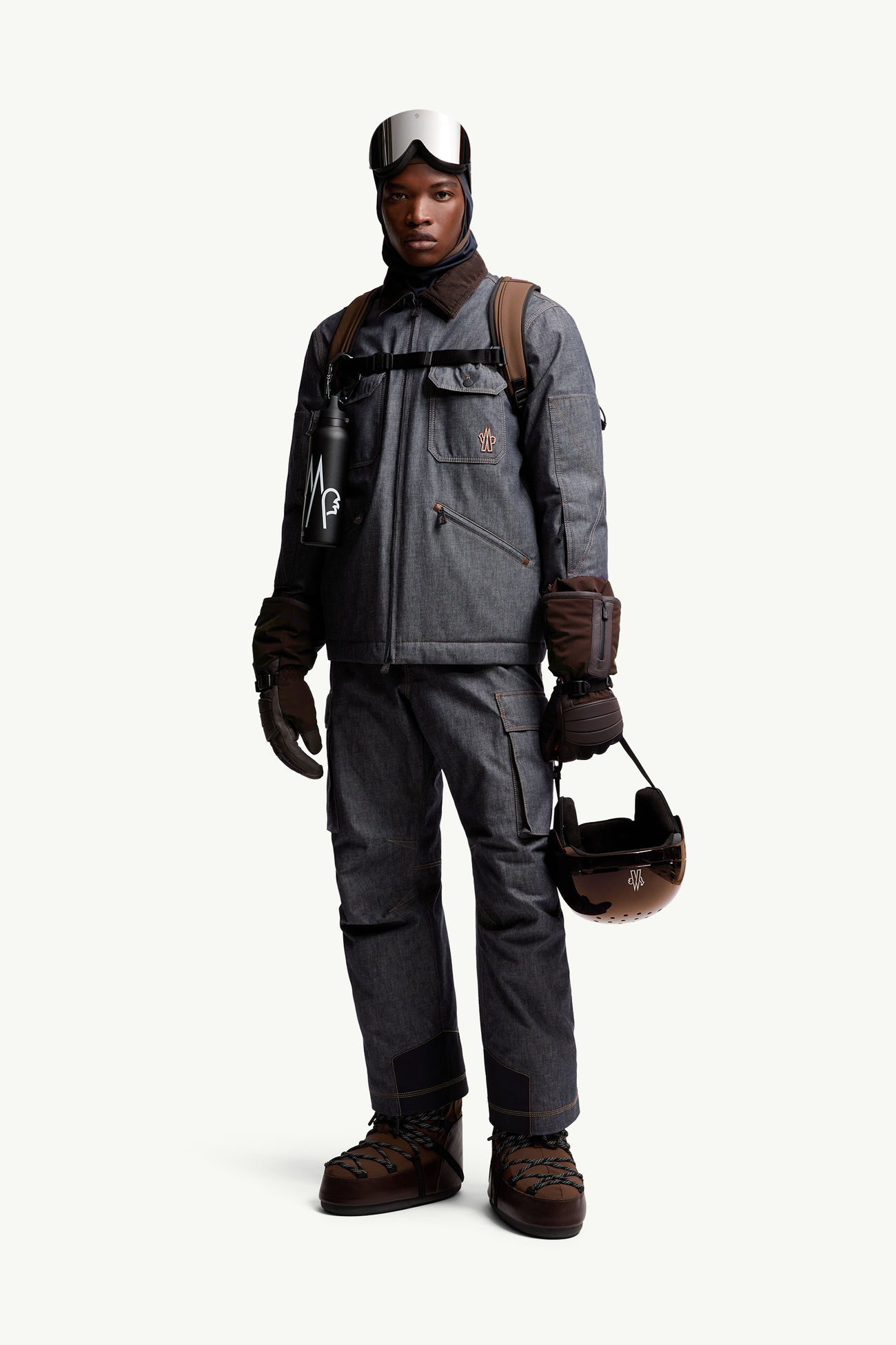 Doudoune de ski en denim Croatan Hommes Gris foncé Moncler 0