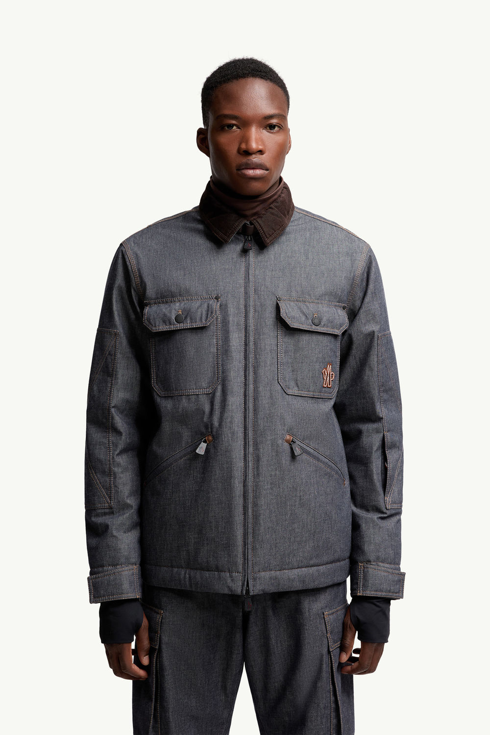 Croatan Denim Down Ski Jacket Men Dark Gray Moncler 3