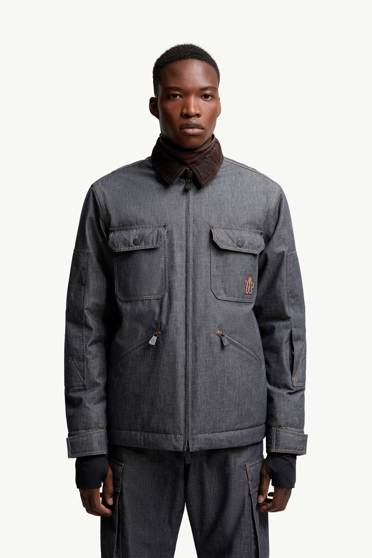 Croatan Denim Down Ski Jacket Men Dark Gray Moncler 3
