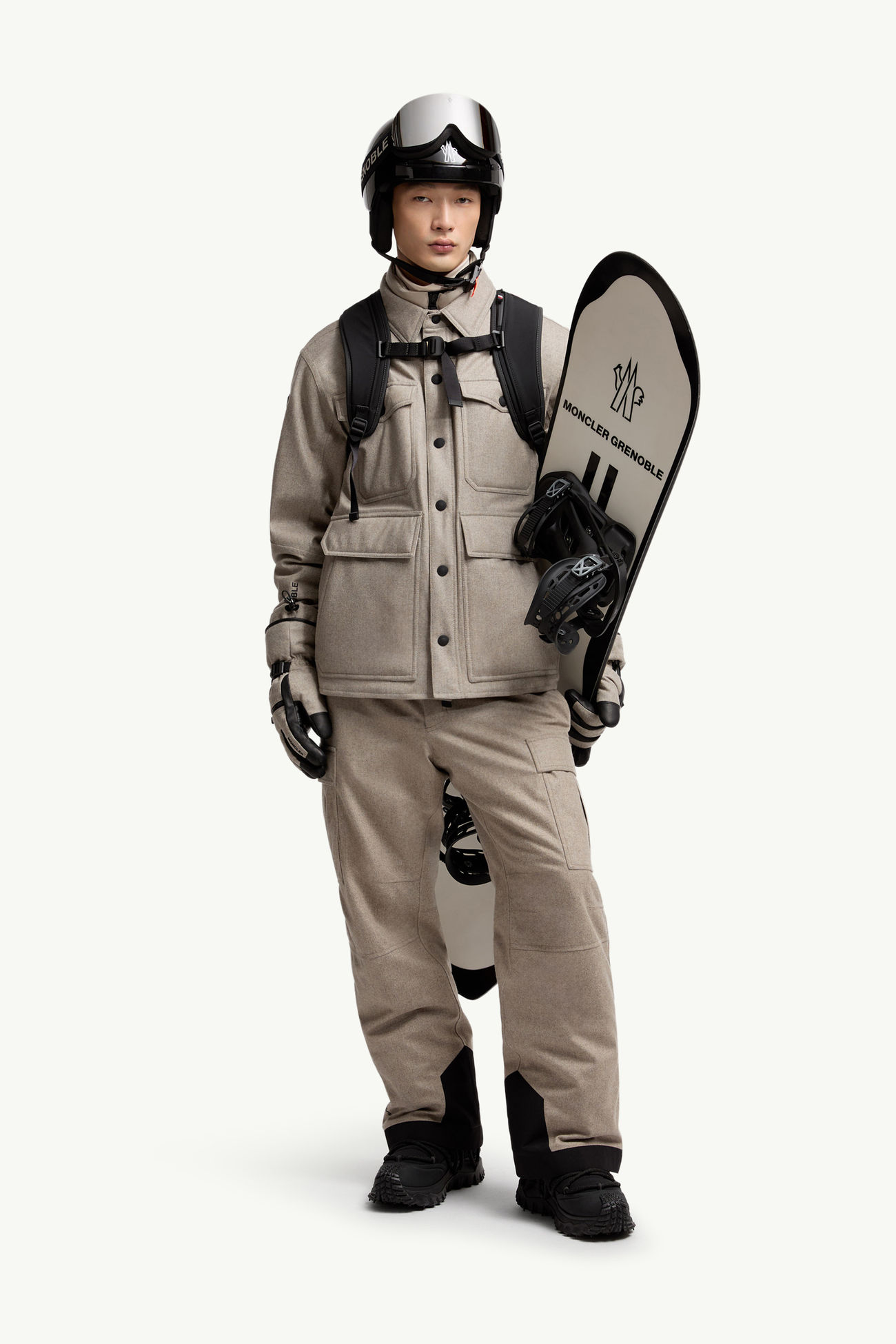 Antuco Daunenhemdjacke aus Wolle Herren Grau Beige Moncler 0