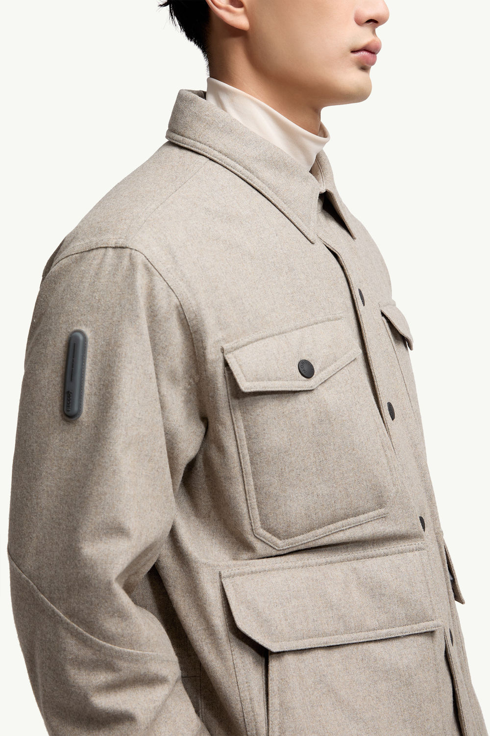 Giacca camicia imbottita in lana Antuco Uomo Grigio Beige Moncler 7