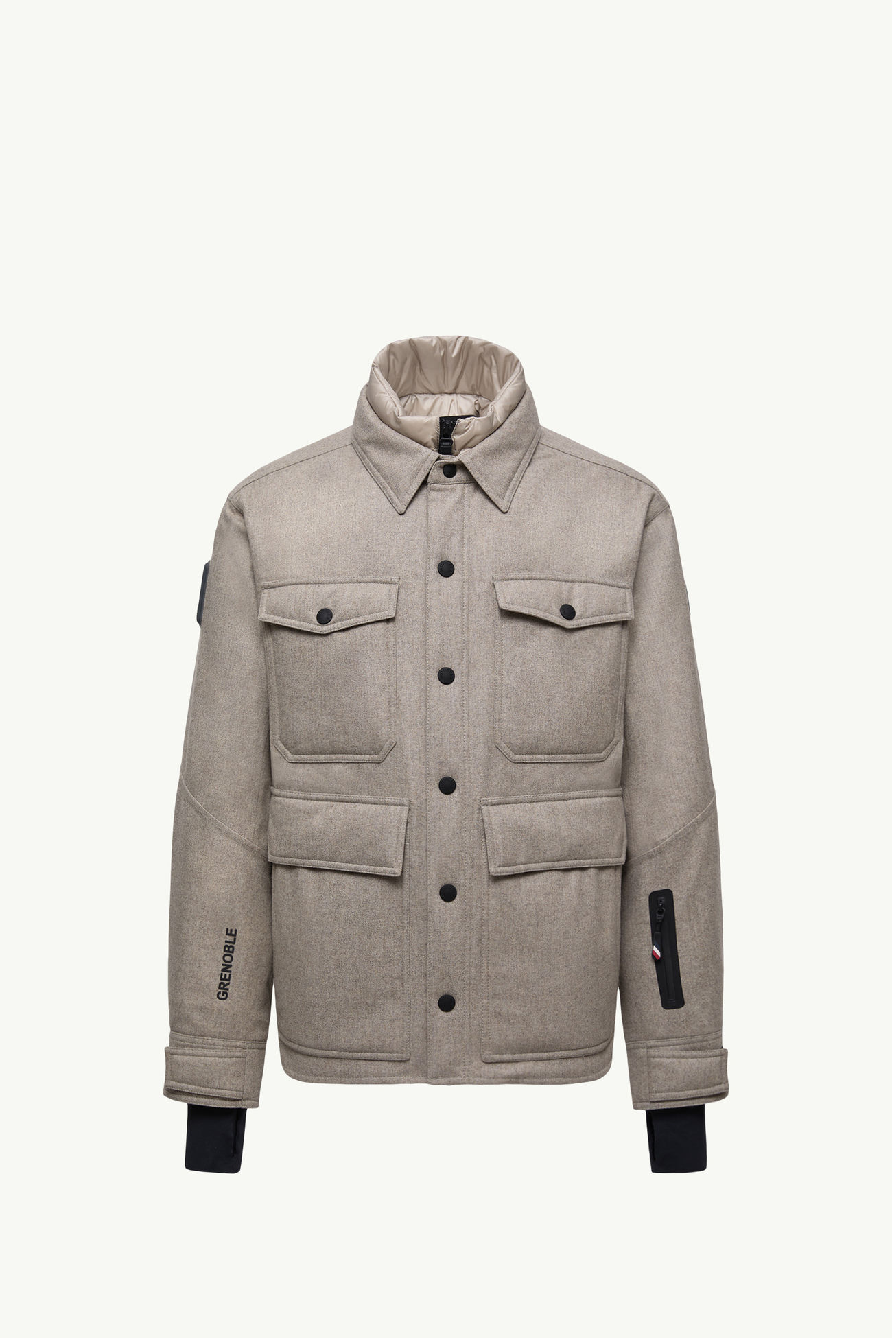 Giacca camicia imbottita in lana Antuco Uomo Grigio Beige Moncler 2