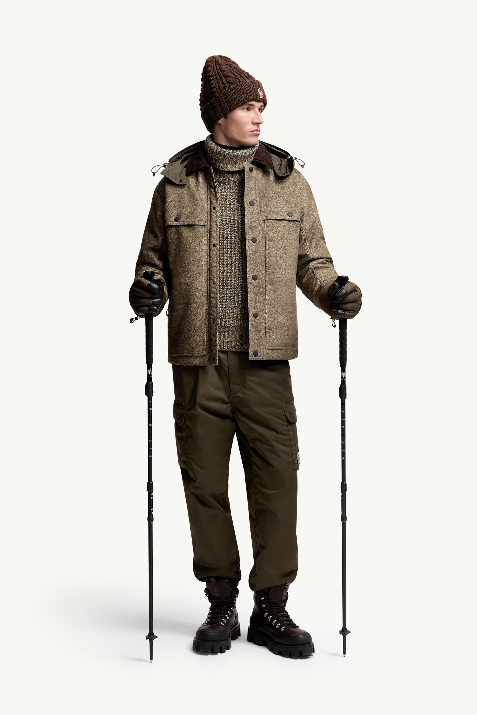 Doudoune courte en moleskine de coton Kalinzu Hommes Gris Pierre Moncler 0