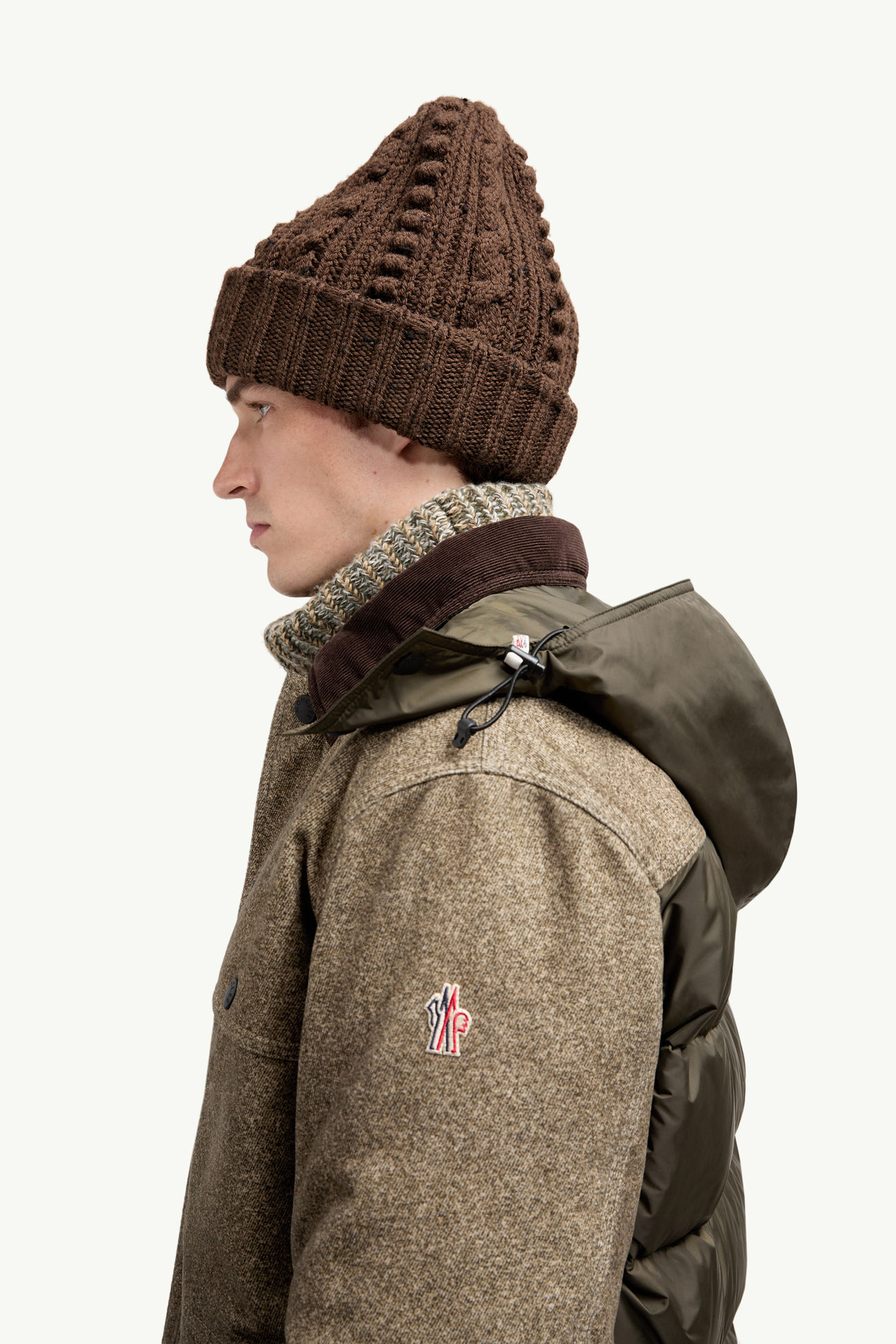 Kalinzu棉質鼴鼠皮布短身羽絨外套 男士 石灰色 Moncler 1