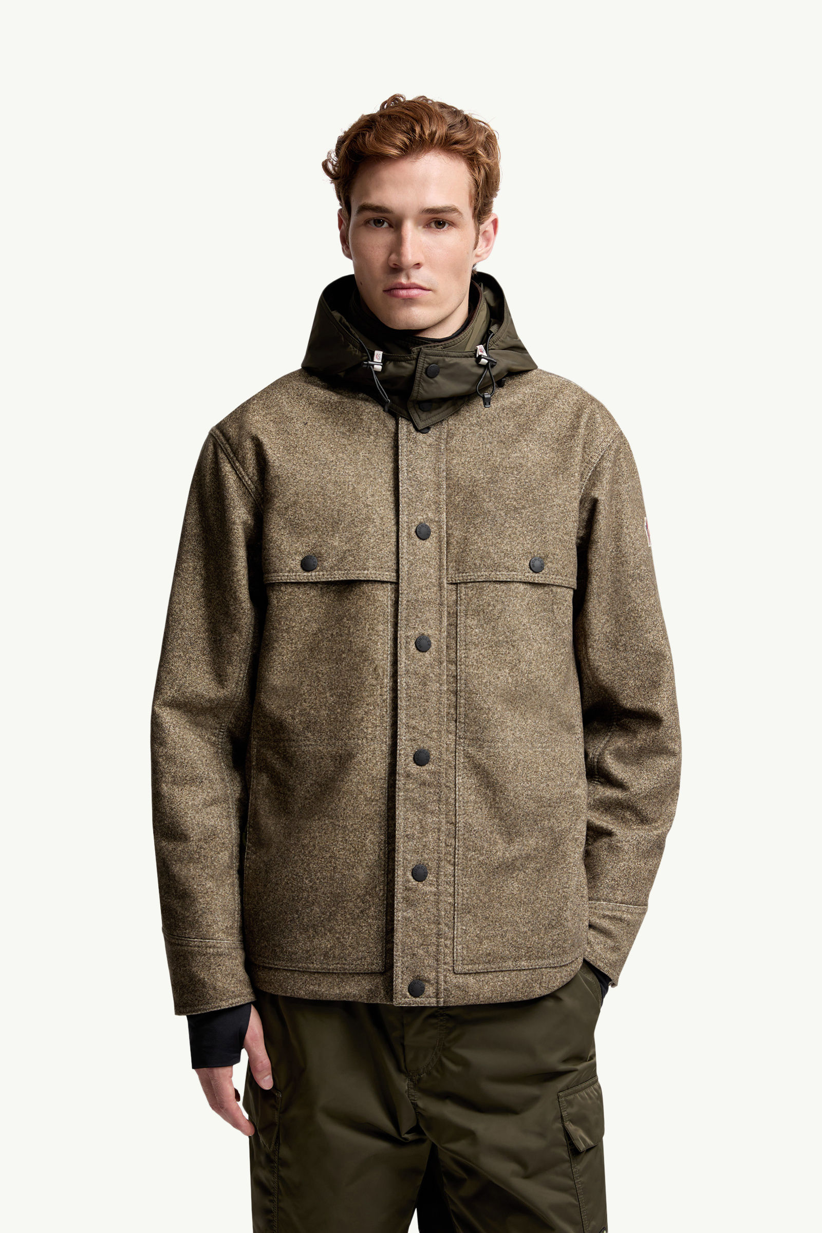 Kalinzu Cotton Moleskin Short Down Jacket Men Stone Gray Moncler 3