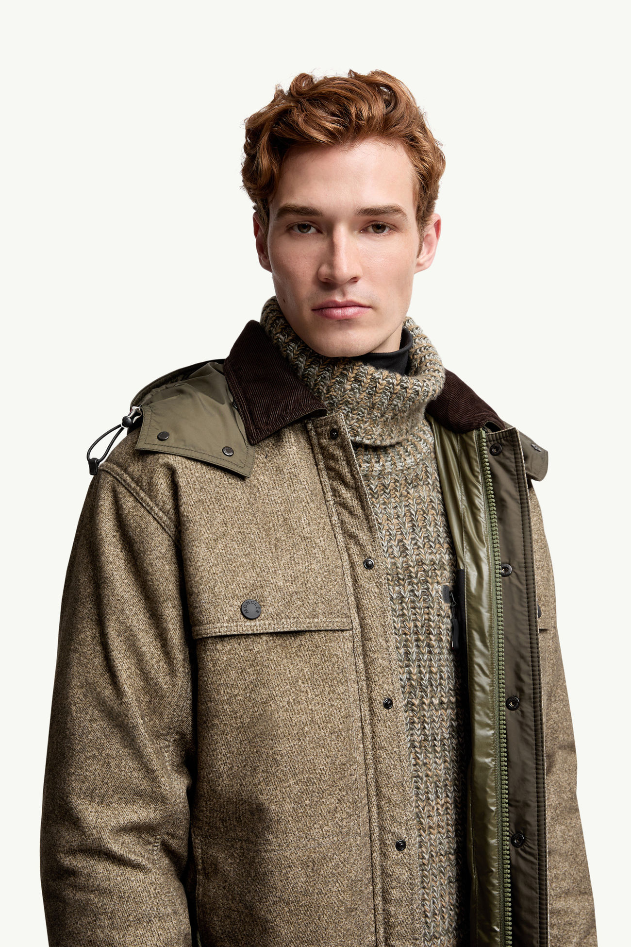 Kalinzu棉質鼴鼠皮布短身羽絨外套 男士 石灰色 Moncler 6