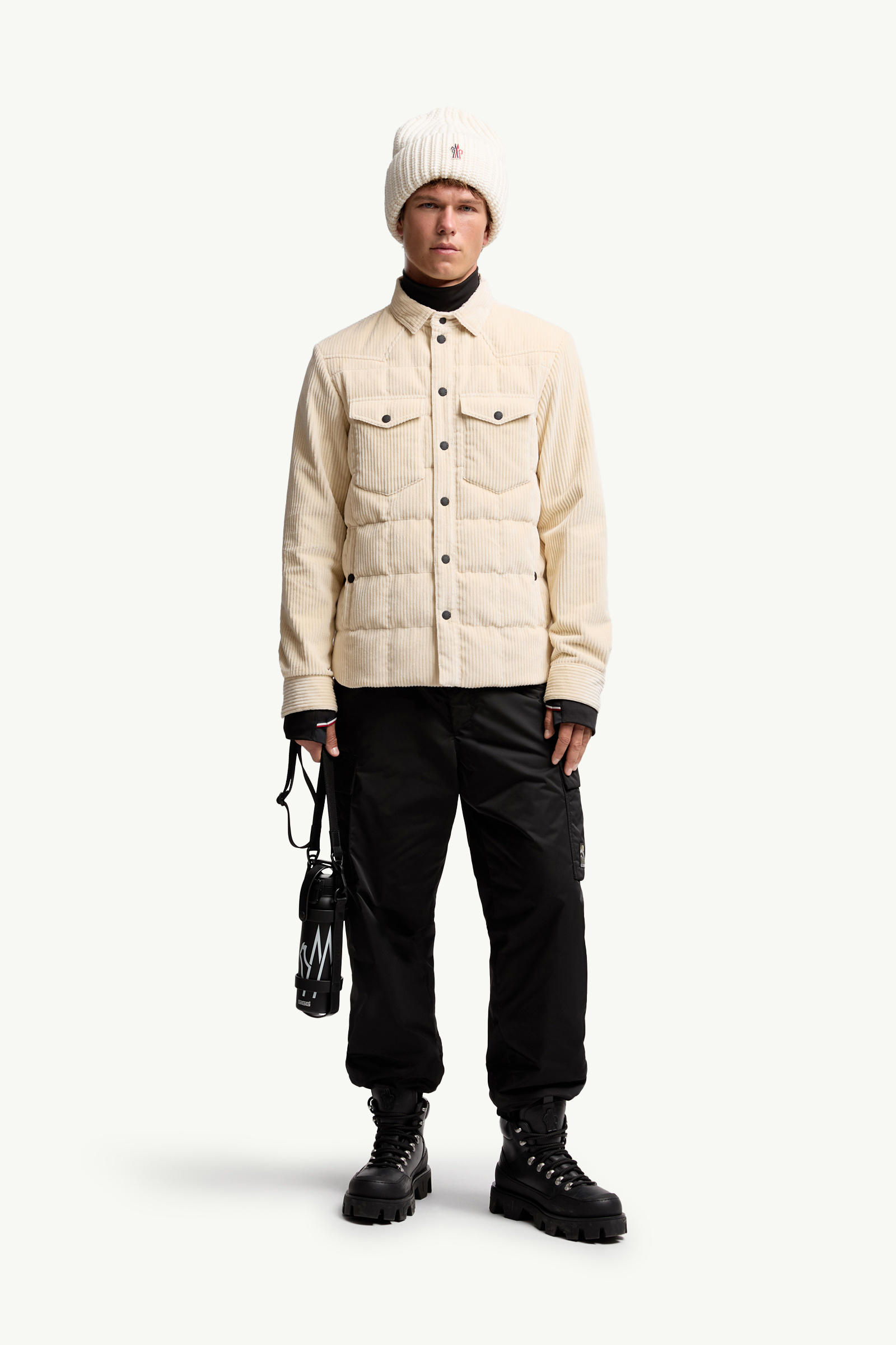 Gelt Corduroy Down Shirt Jacket Men White Ivory Moncler 0