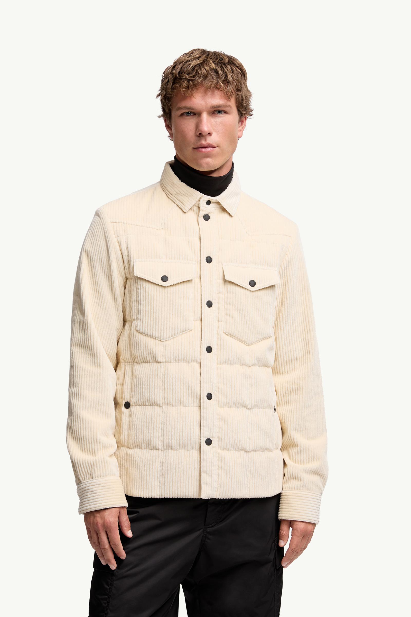 White Ivory Gelt Corduroy Down Shirt Jacket - Shirt Jackets for