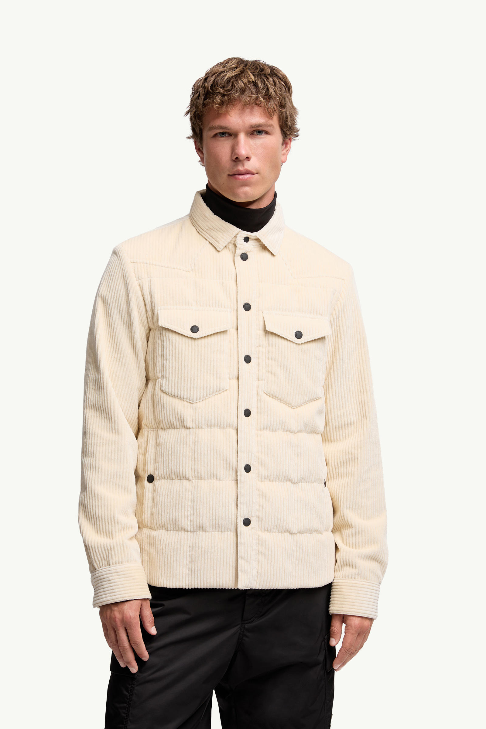 Gelt Corduroy Down Shirt Jacket Men White Ivory Moncler 3