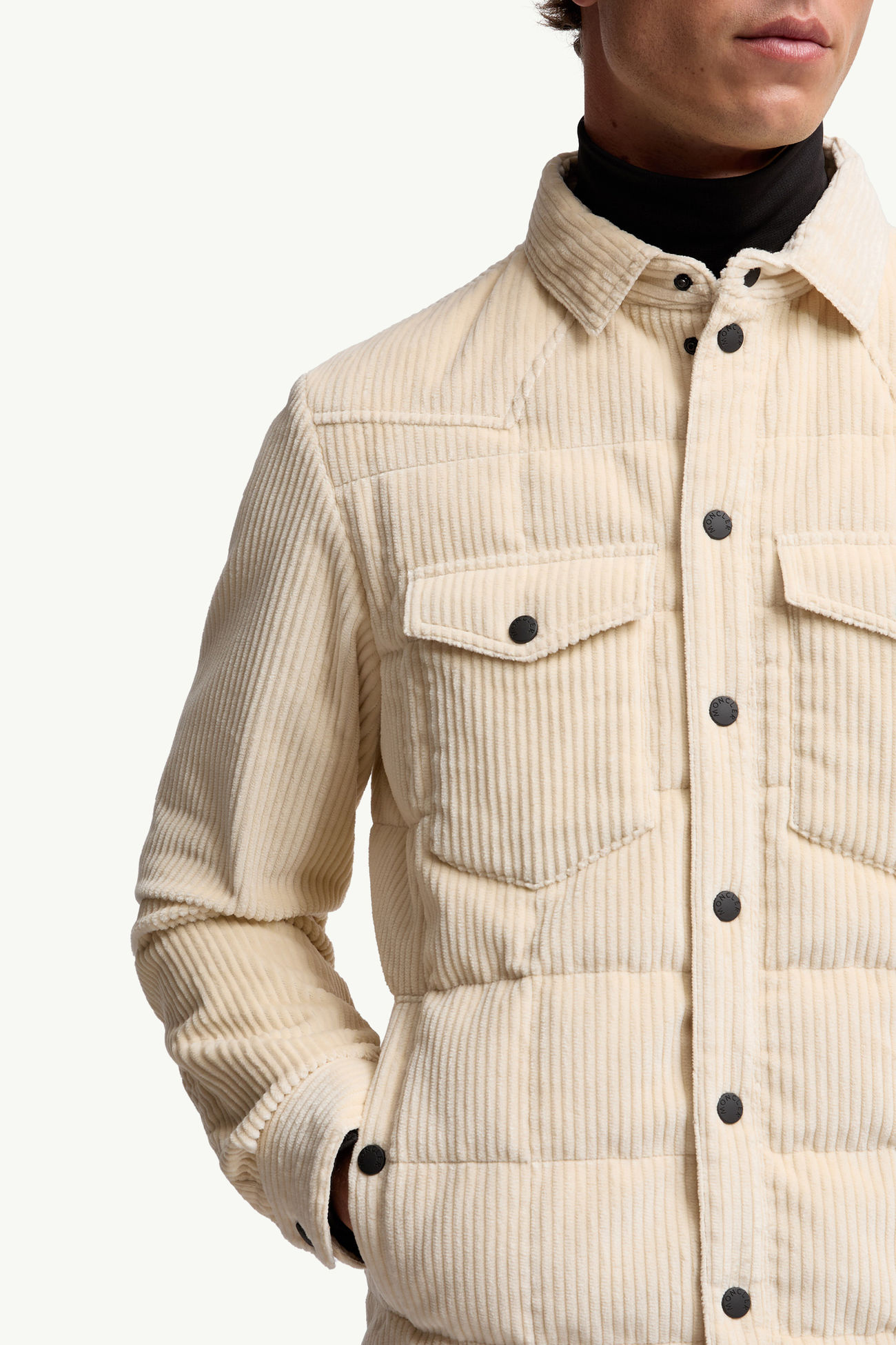 Gelt Cord-Daunen-Hemdjacke Herren Weiß-Elfenbein Moncler 6