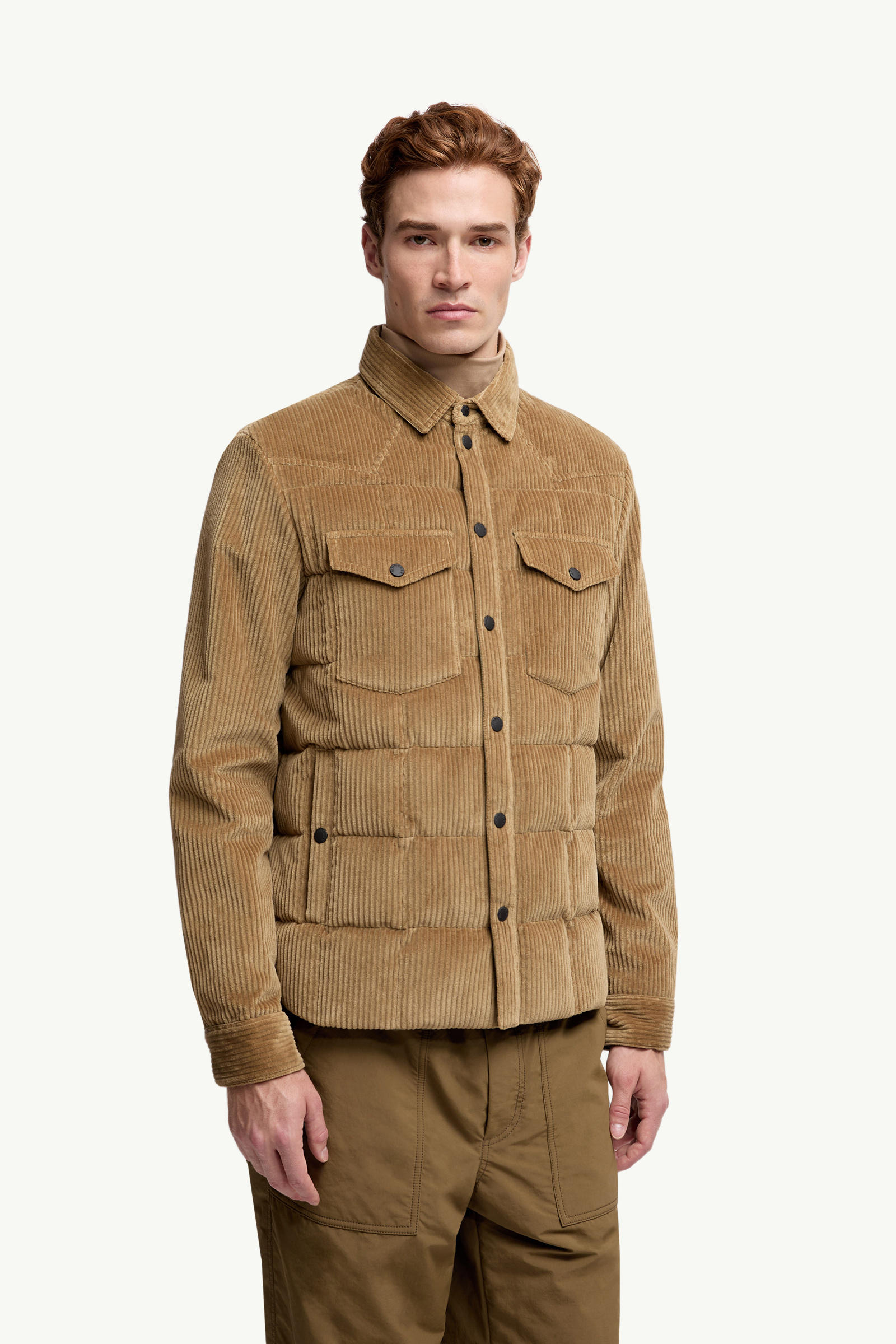 Gelt Corduroy Down Shirt Jacket Men Beige Moncler 3