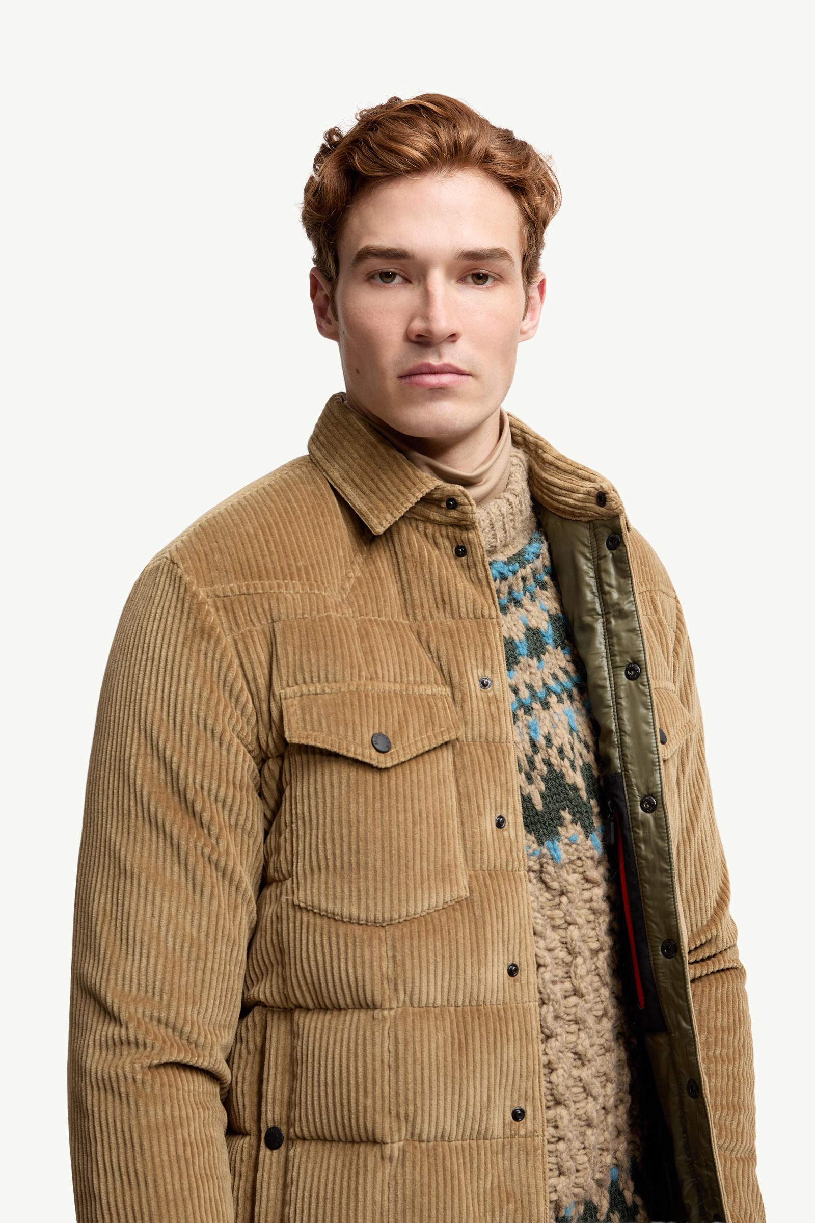 Gelt Corduroy Down Shirt Jacket Men Beige Moncler 5