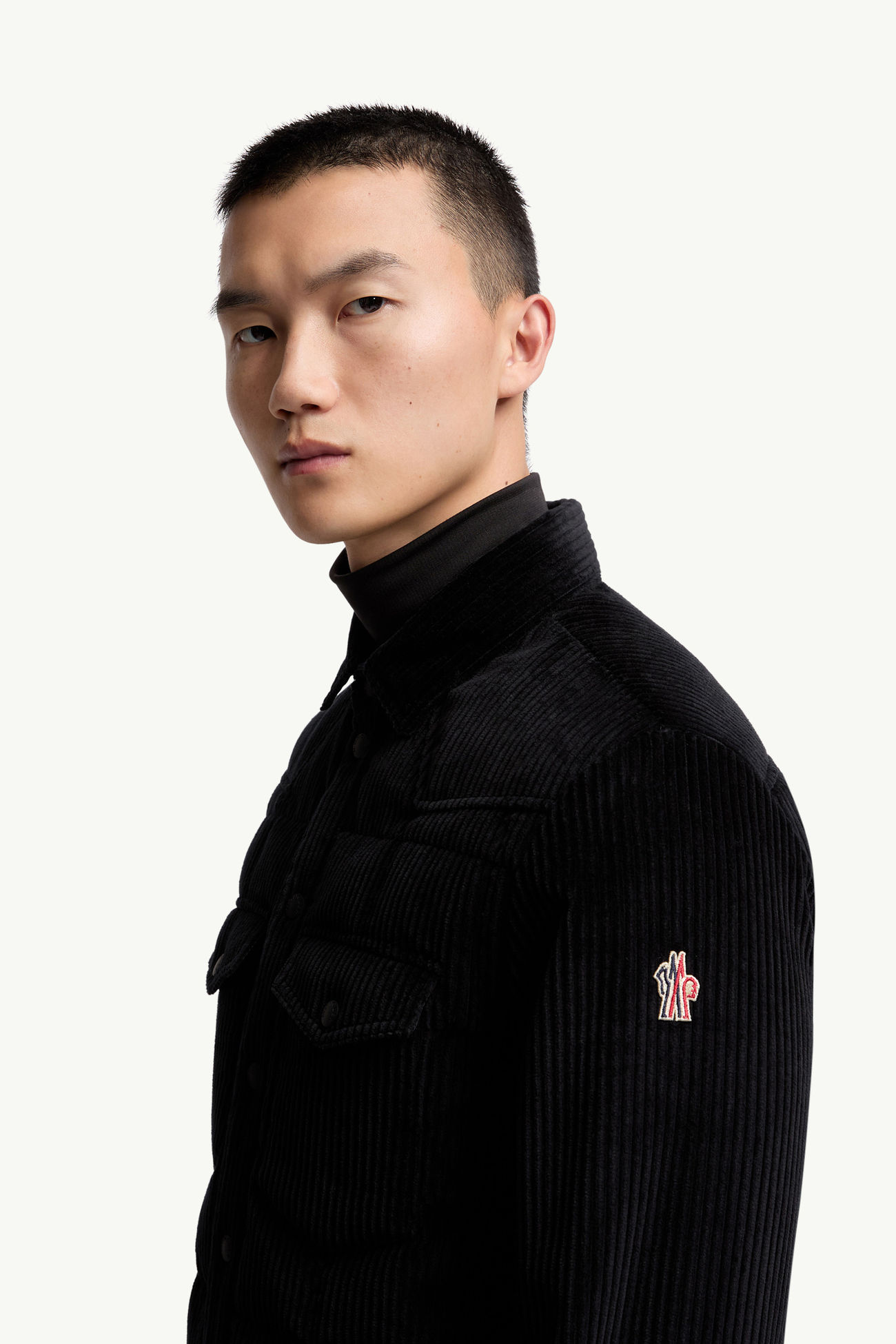 Gelt Cord-Daunen-Hemdjacke Herren Schwarz Moncler 1