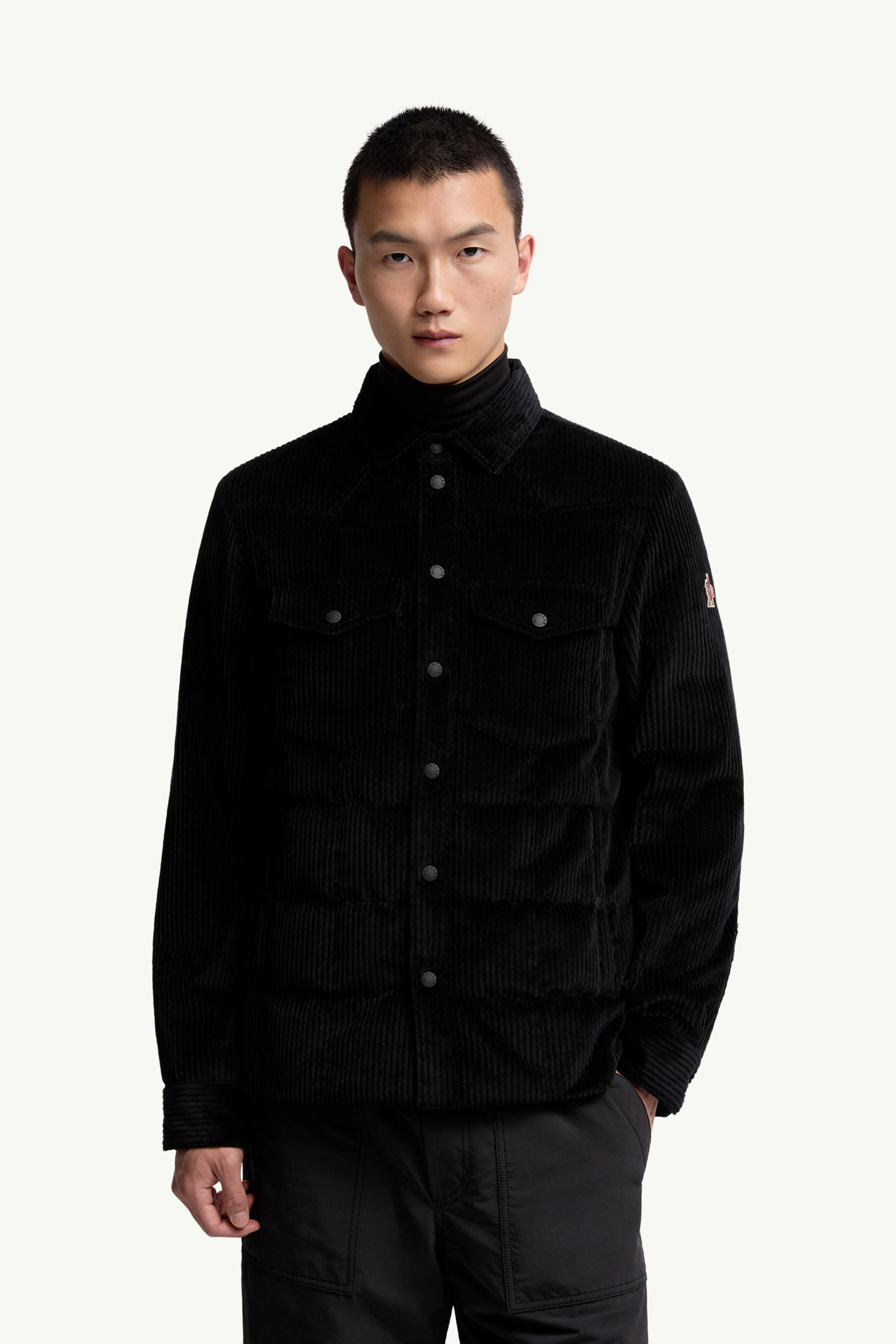 Gelt Corduroy Down Shirt Jacket Men Black Moncler 3