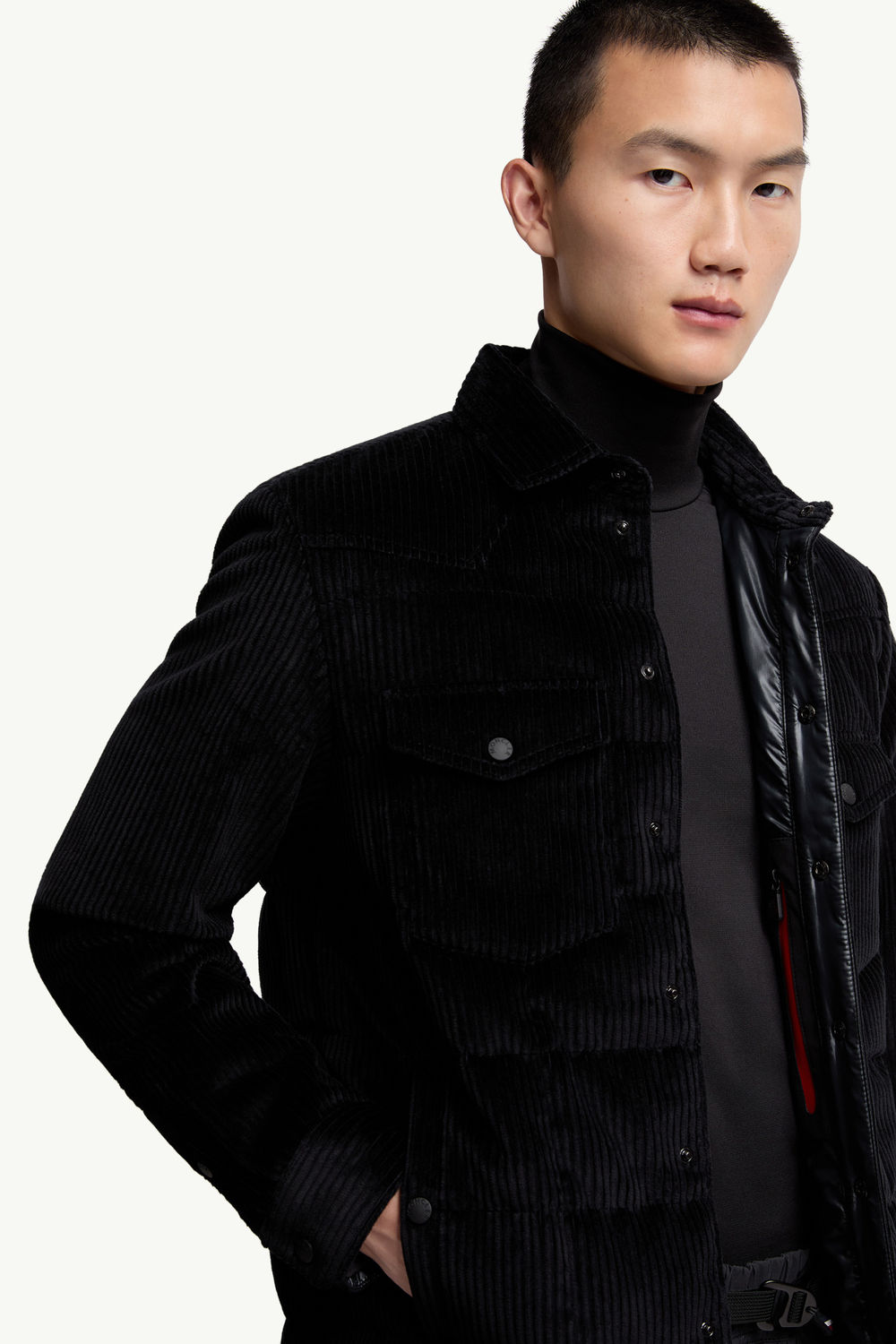 Chaqueta camisera con plumón de pana Gelt Hombre Negro Moncler 5