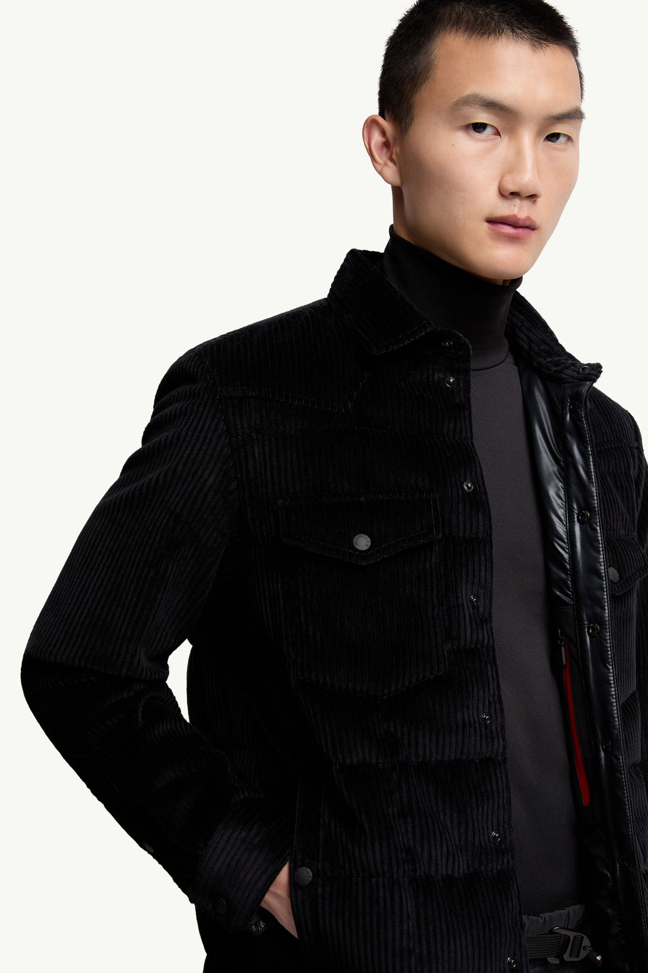 Gelt男士灯芯绒羽绒衬衫式夹克外套 男士 黑色 Moncler 5