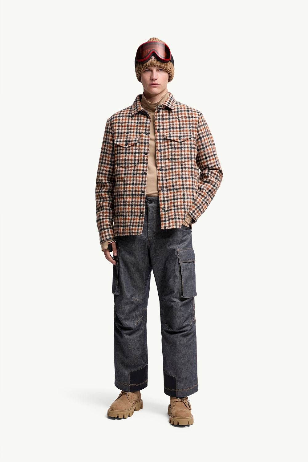 Giacca camicia imbottita Gelt in lana Uomo Nero & Beige Moncler 0