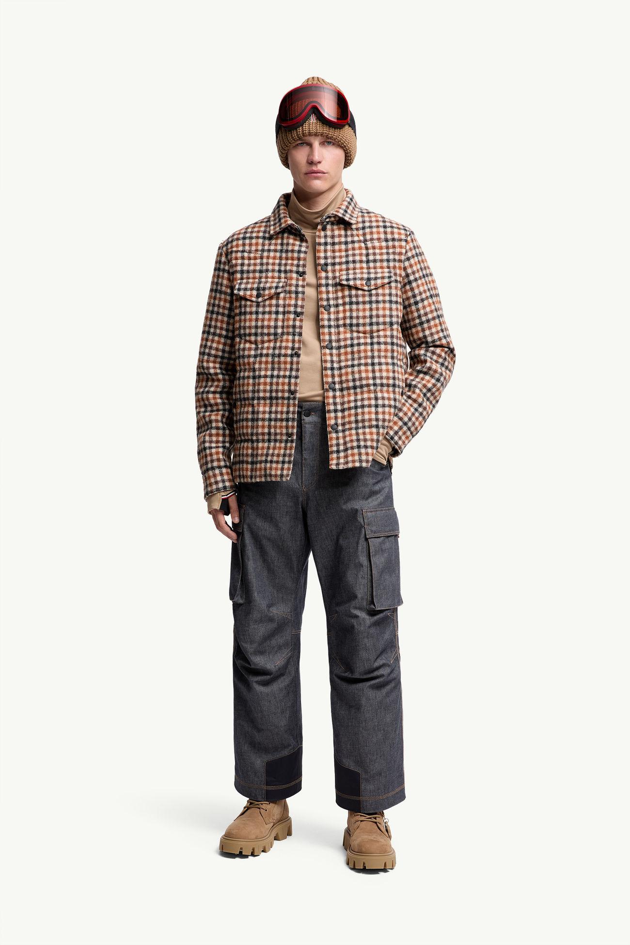 Giacca camicia imbottita Gelt in lana Uomo Nero & Beige Moncler 0